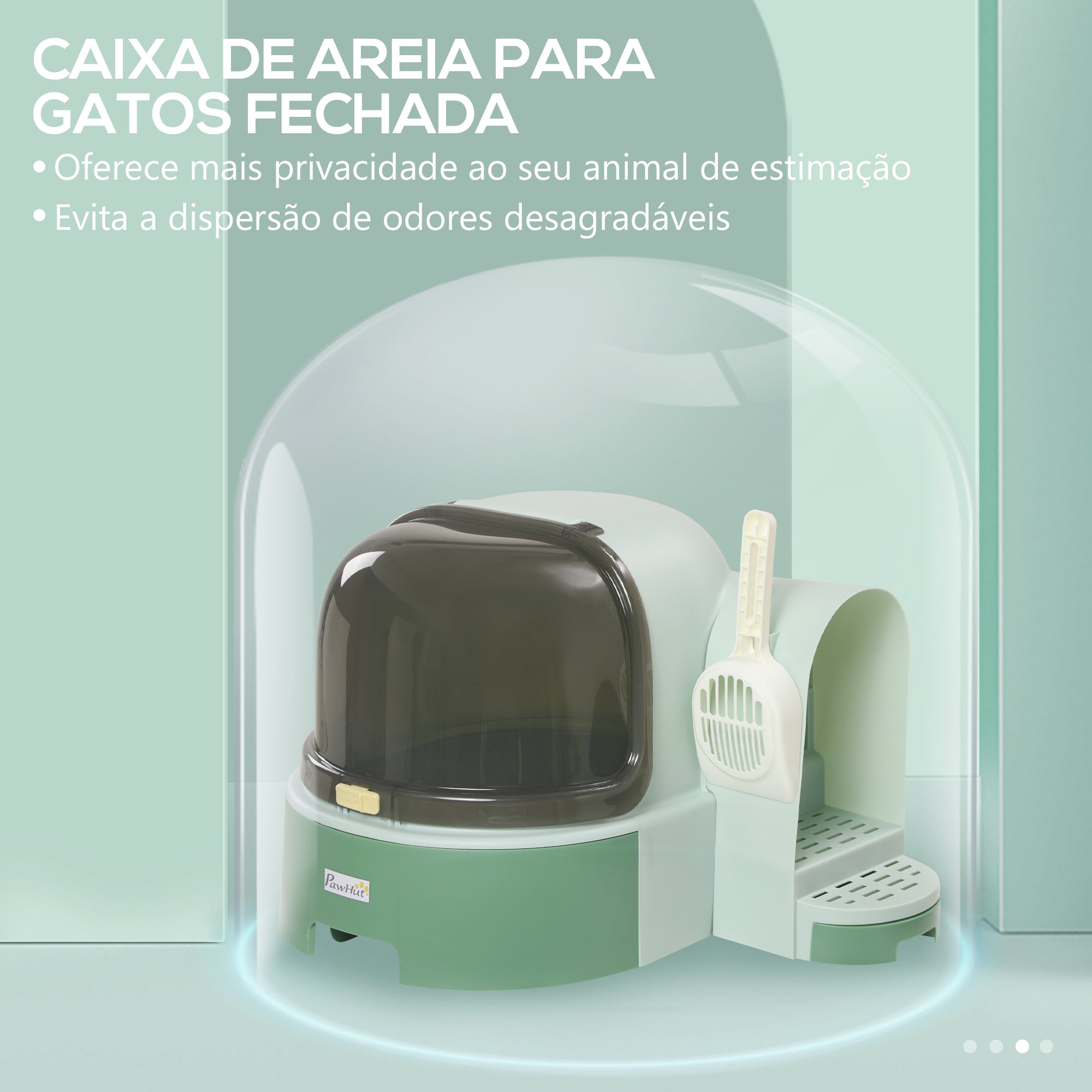 Caixa de Areia para Gatos – 52x60x42 cm – Verde – PP e PC