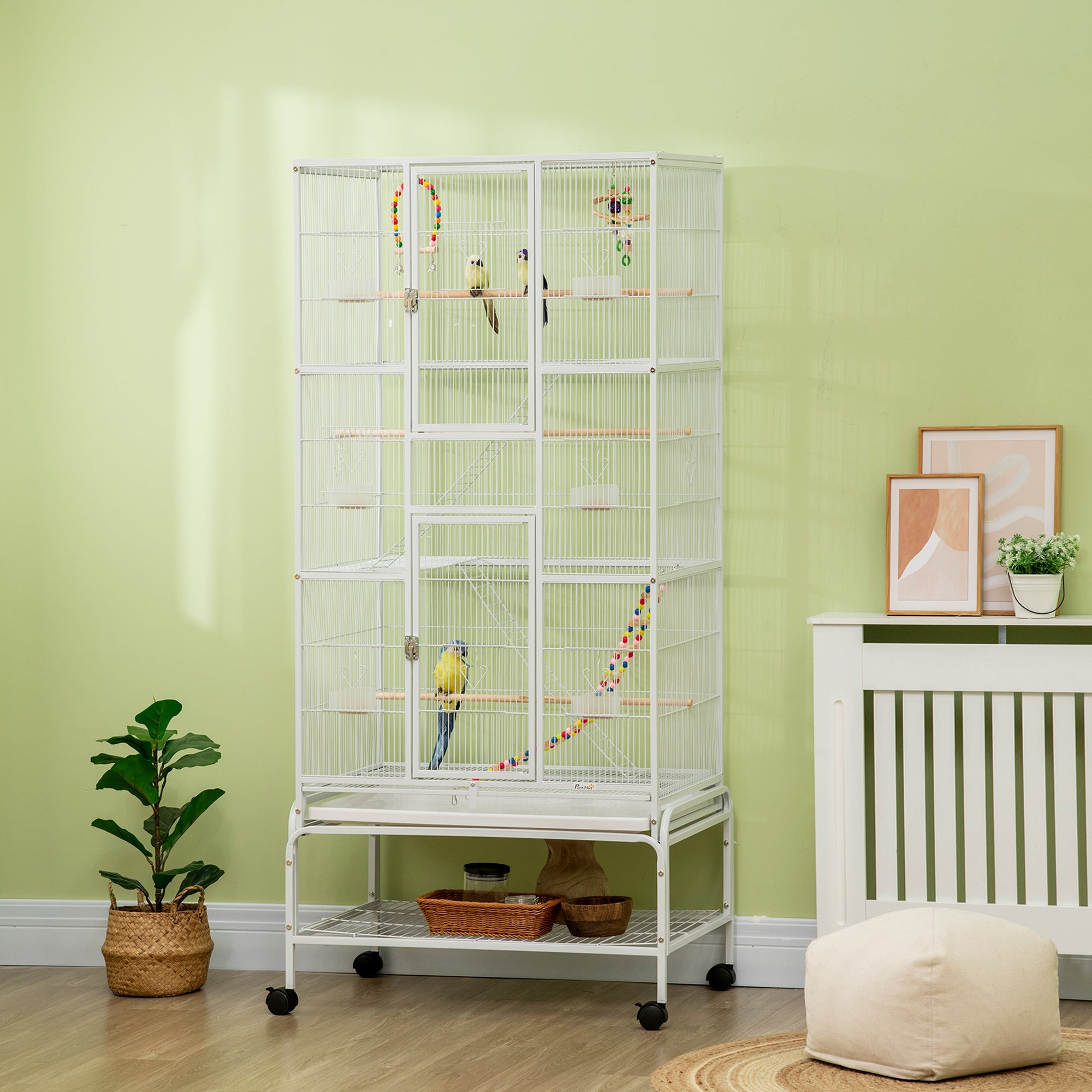 Gaiola para Pássaros Branca 83x53x180 cm - Espaçosa e Confortável
