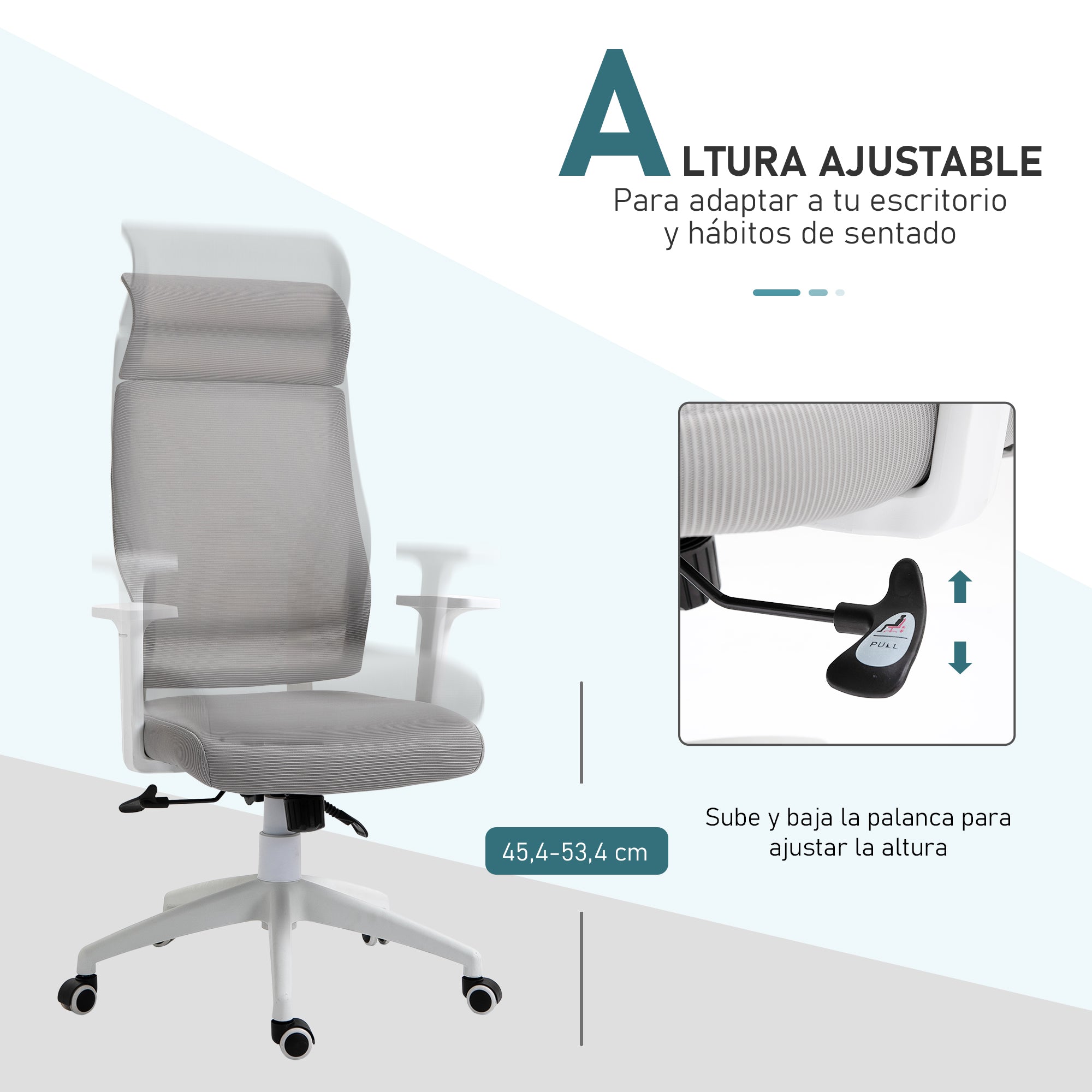 Cadeira Ergonômica Giratória Cinza 64x61x128,9 cm