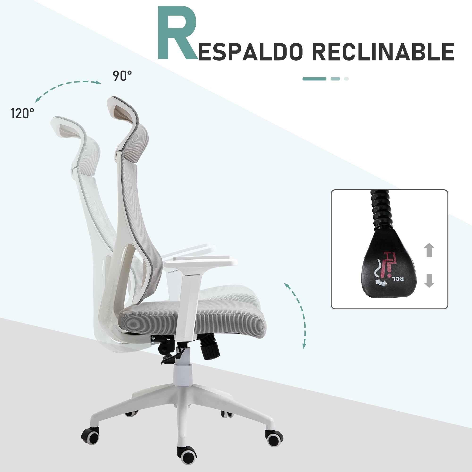 Cadeira Ergonômica Giratória Cinza 64x61x128,9 cm