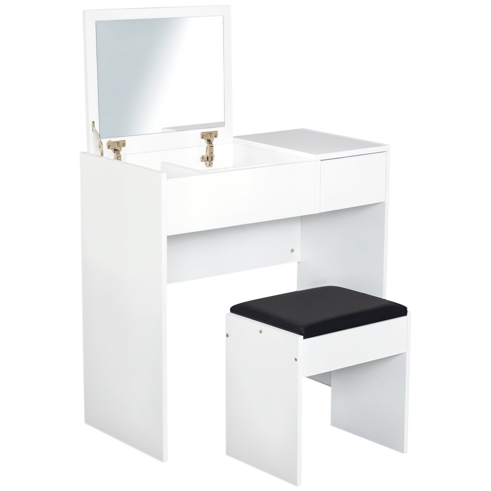 Toucador de Maquilhagem Branco com Tampa Dobrável 80x40x79cm