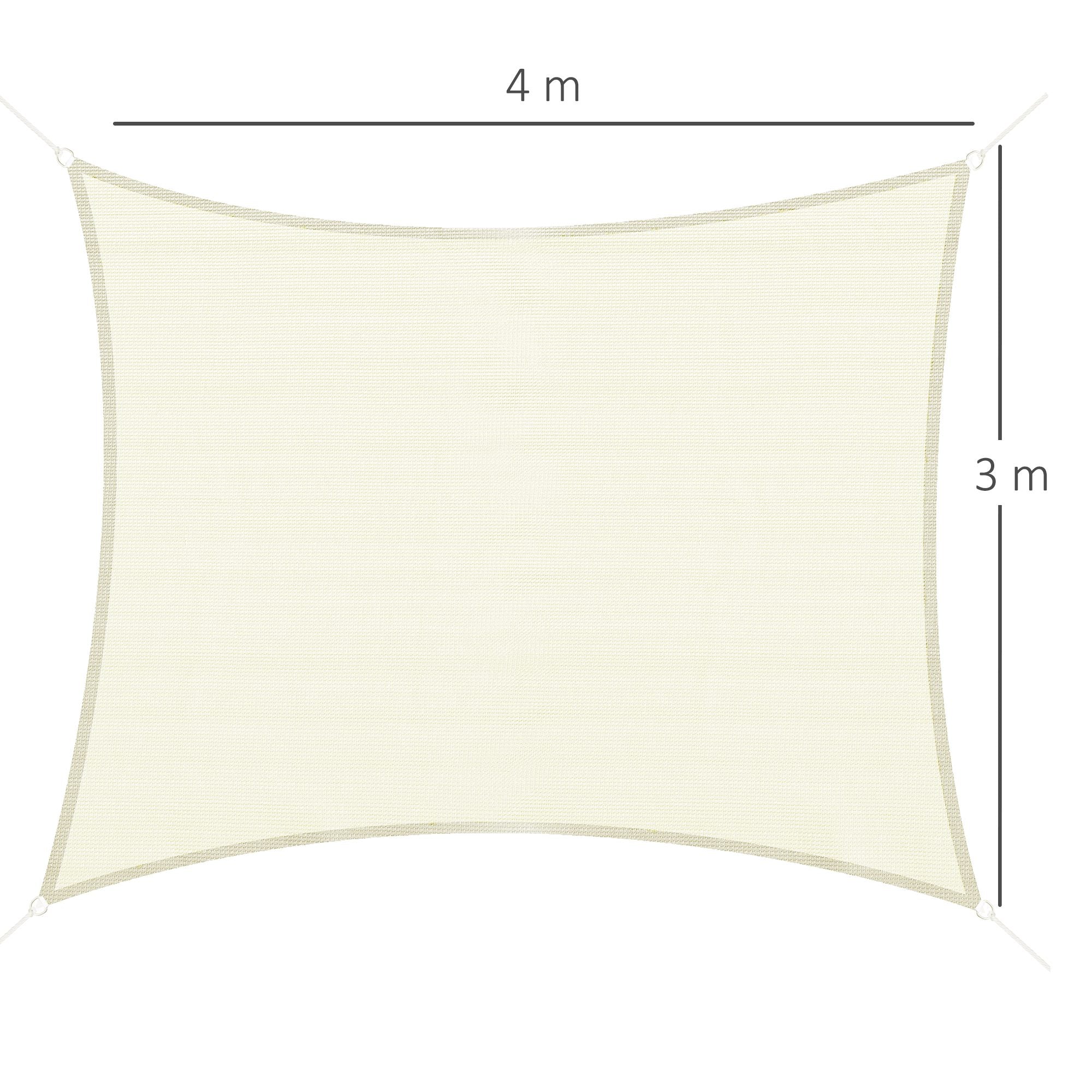Vela de Sombra Retangular 300x400 cm Creme Branco
