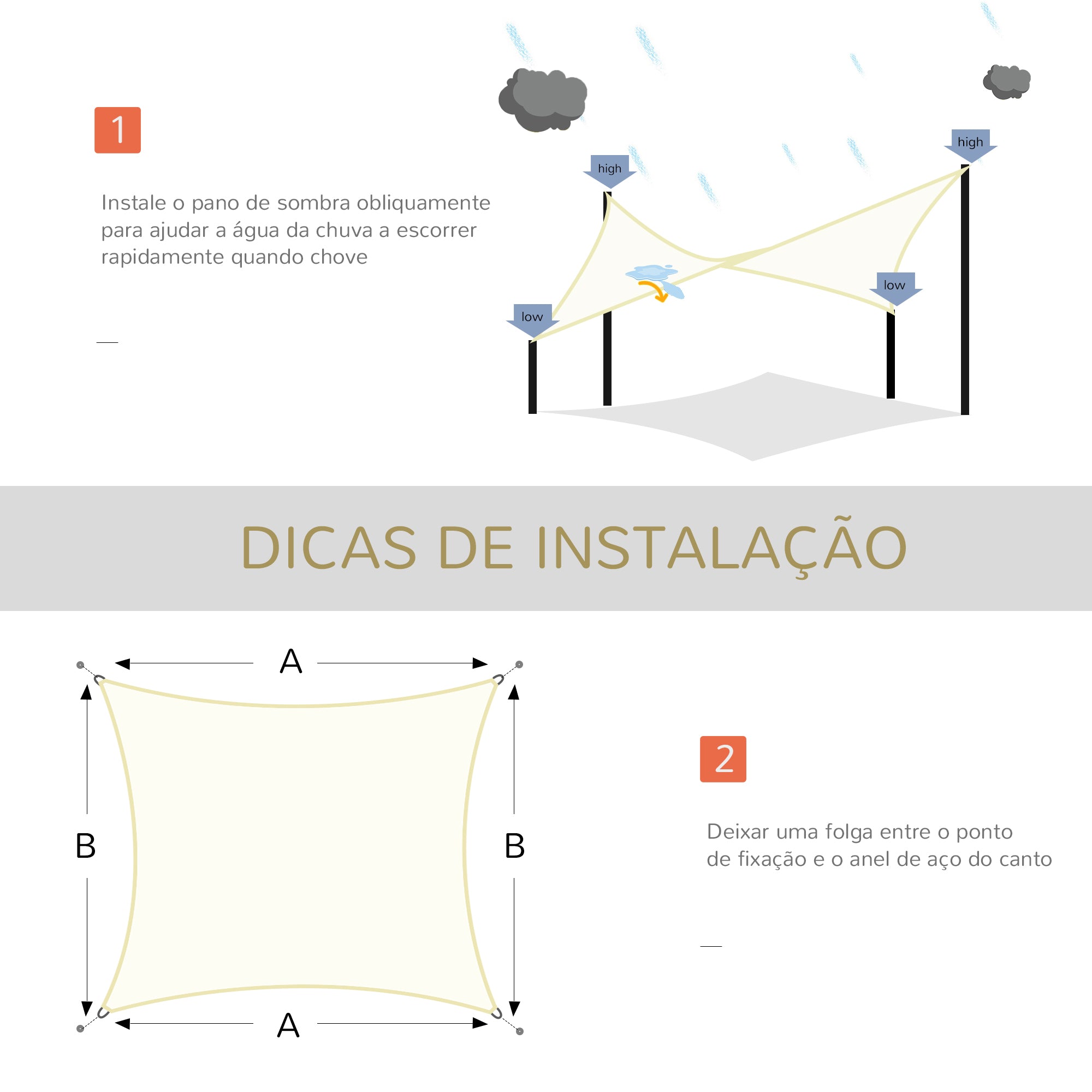 Vela de Sombra Retangular 300x400 cm Creme Branco