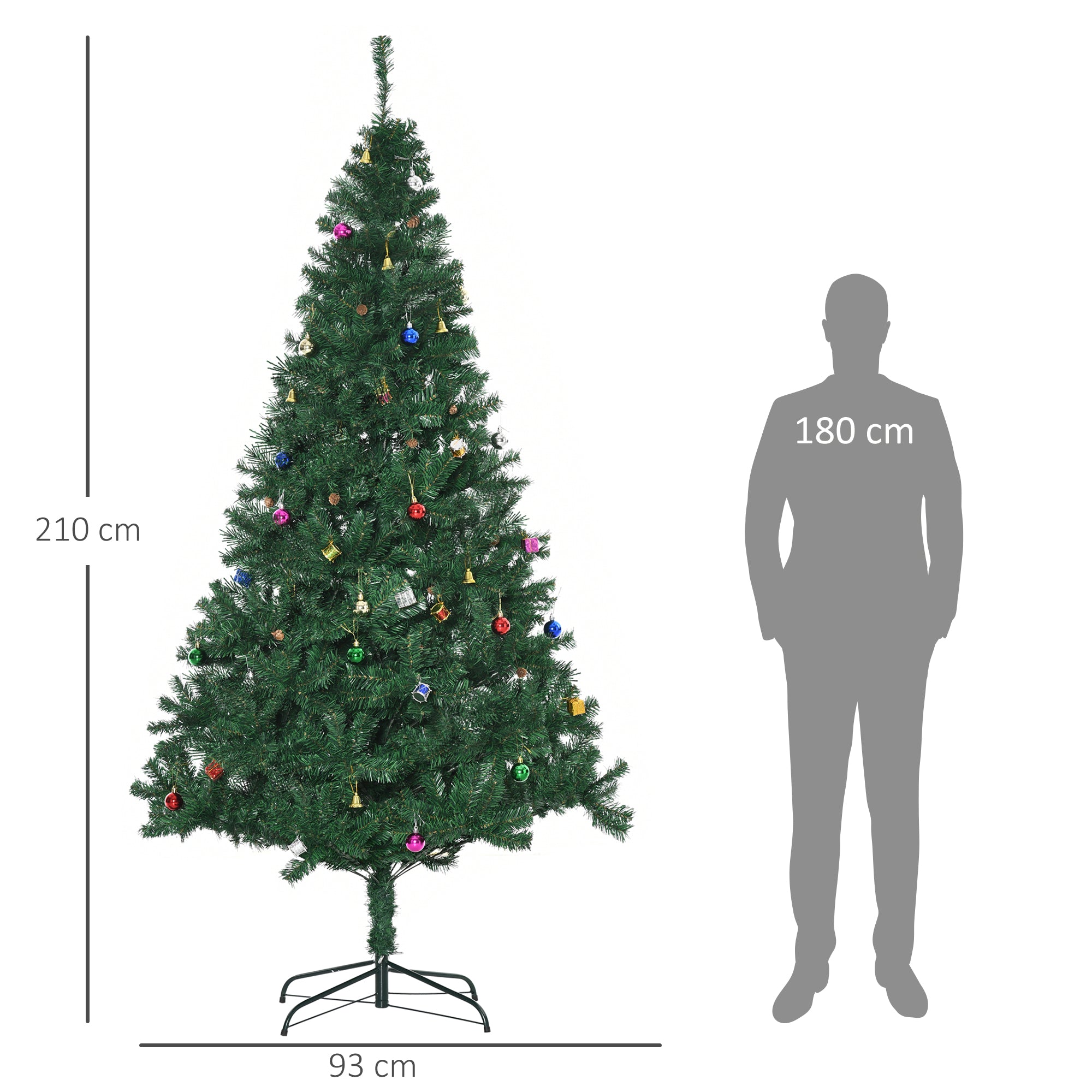 Árvore de Natal Artificial – 210cm – Verde – PVC e metal