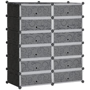 Sapateira Modular de Cubos de Plástico 94x37x108 cm - Preto e Branco
