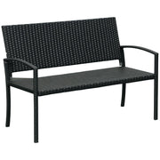 Banco de Jardim Rattan Sintético Preto 122x60x85 cm