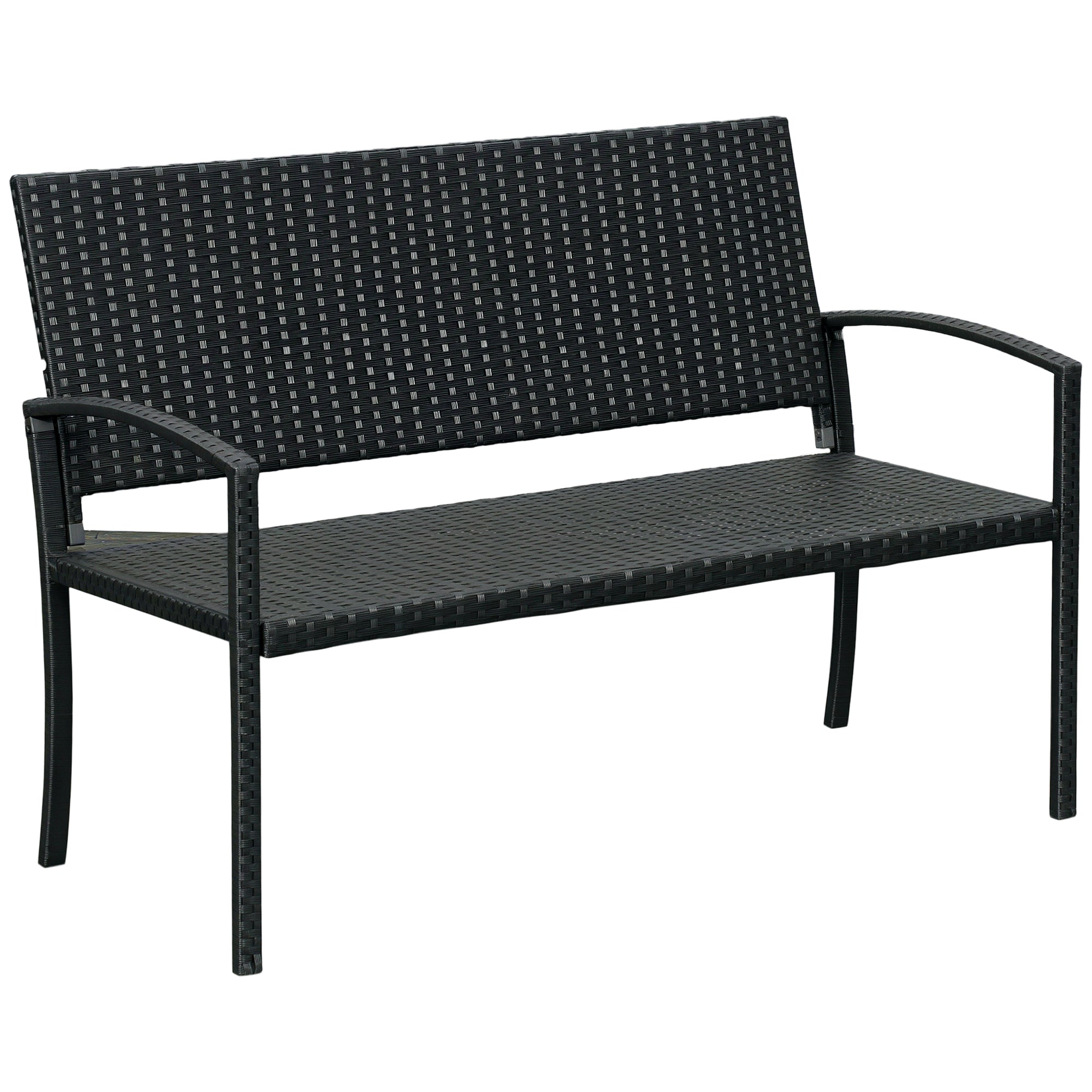 Banco de Jardim Rattan Sintético Preto 122x60x85 cm