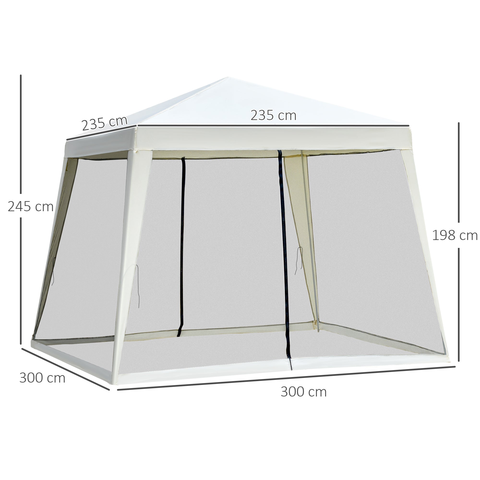 Tenda de Jardim Bege 300x300x245cm com Rede Mosquiteira e Proteção UV