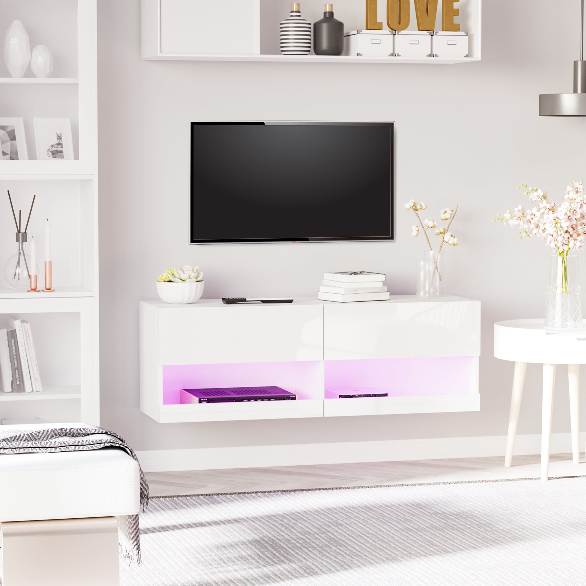 Armário de Parede com Luzes LED 120x35x40,5 cm - Branco