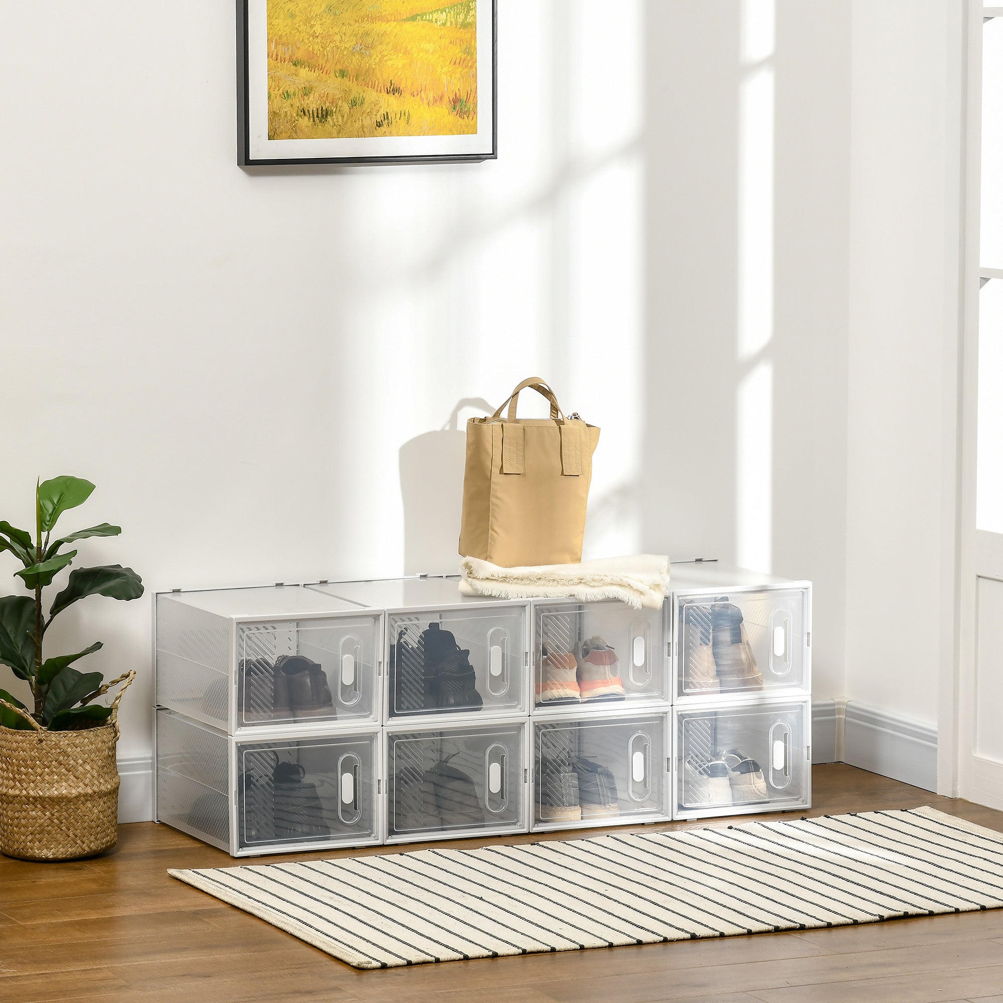 Armário Modular de Plástico Transparente 28x36x21cm para Organização de Sapatos