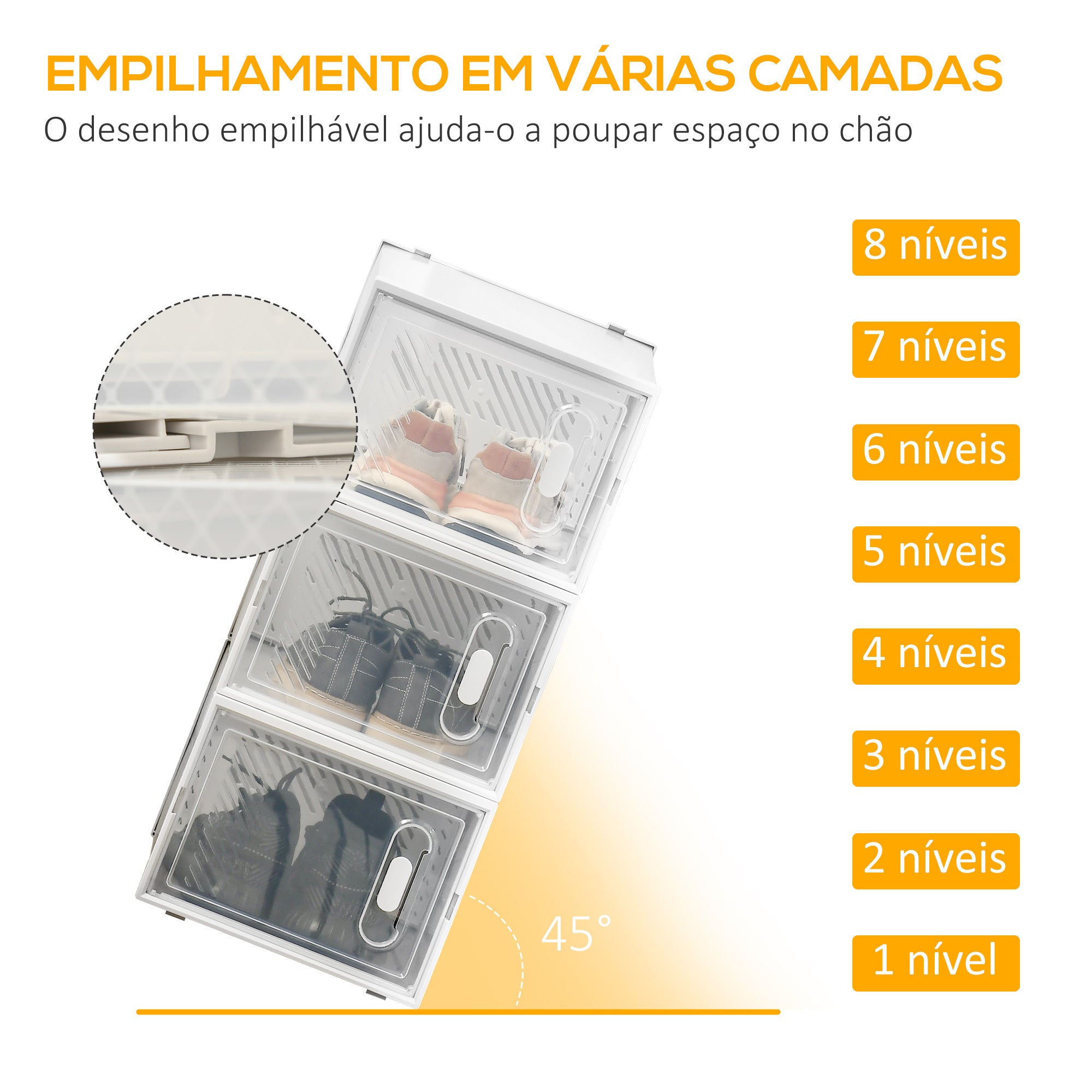 Armário Modular de Plástico Transparente 28x36x21cm para Organização de Sapatos