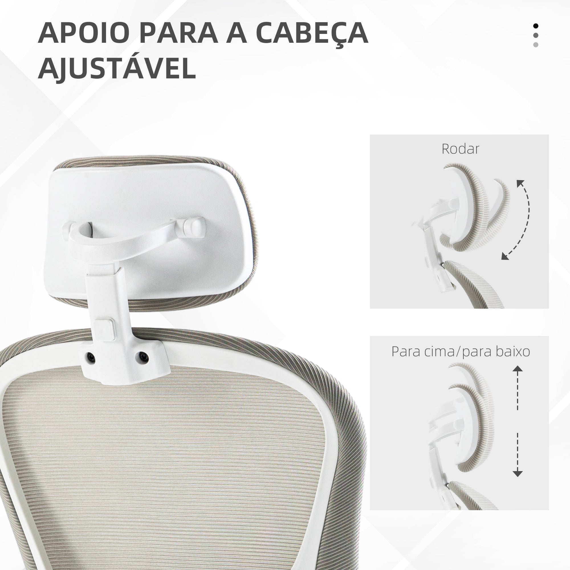 Cadeira de Escritório – 62x64x112-120 cm – Cinza – Malha (Poliéster), PP, espuma e nylon