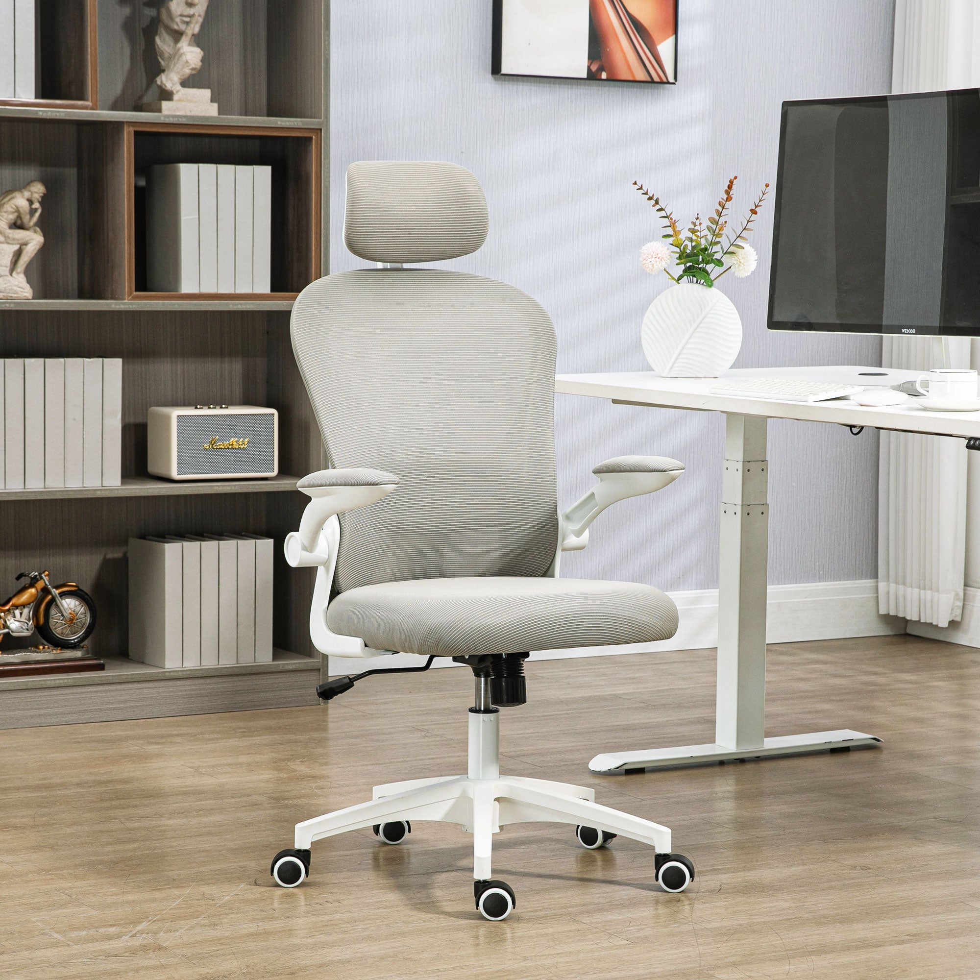 Cadeira de Escritório Cinza 62x64x112-120 cm - Conforto e Ergonomia para Longas Jornadas