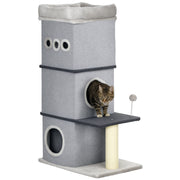 Arranhador para Gatos com 3 Níveis Cinza Claro 60x40x102 cm