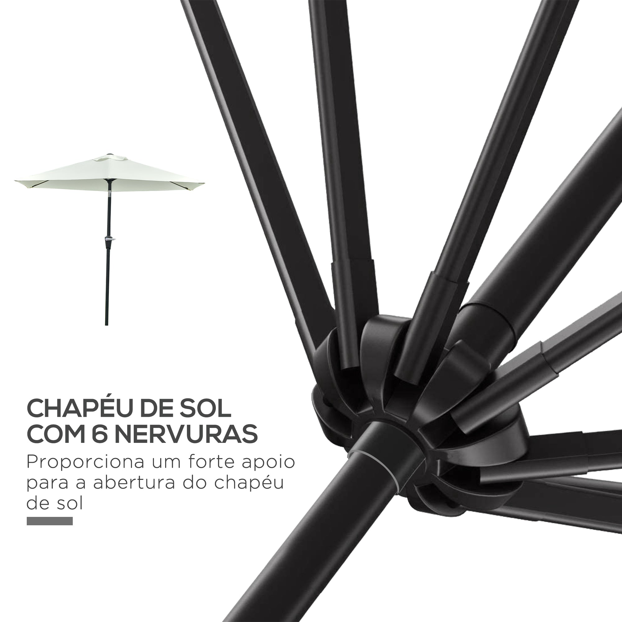 Chapéu de Sol de Jardim Ø230x216 cm Cor Creme Branco