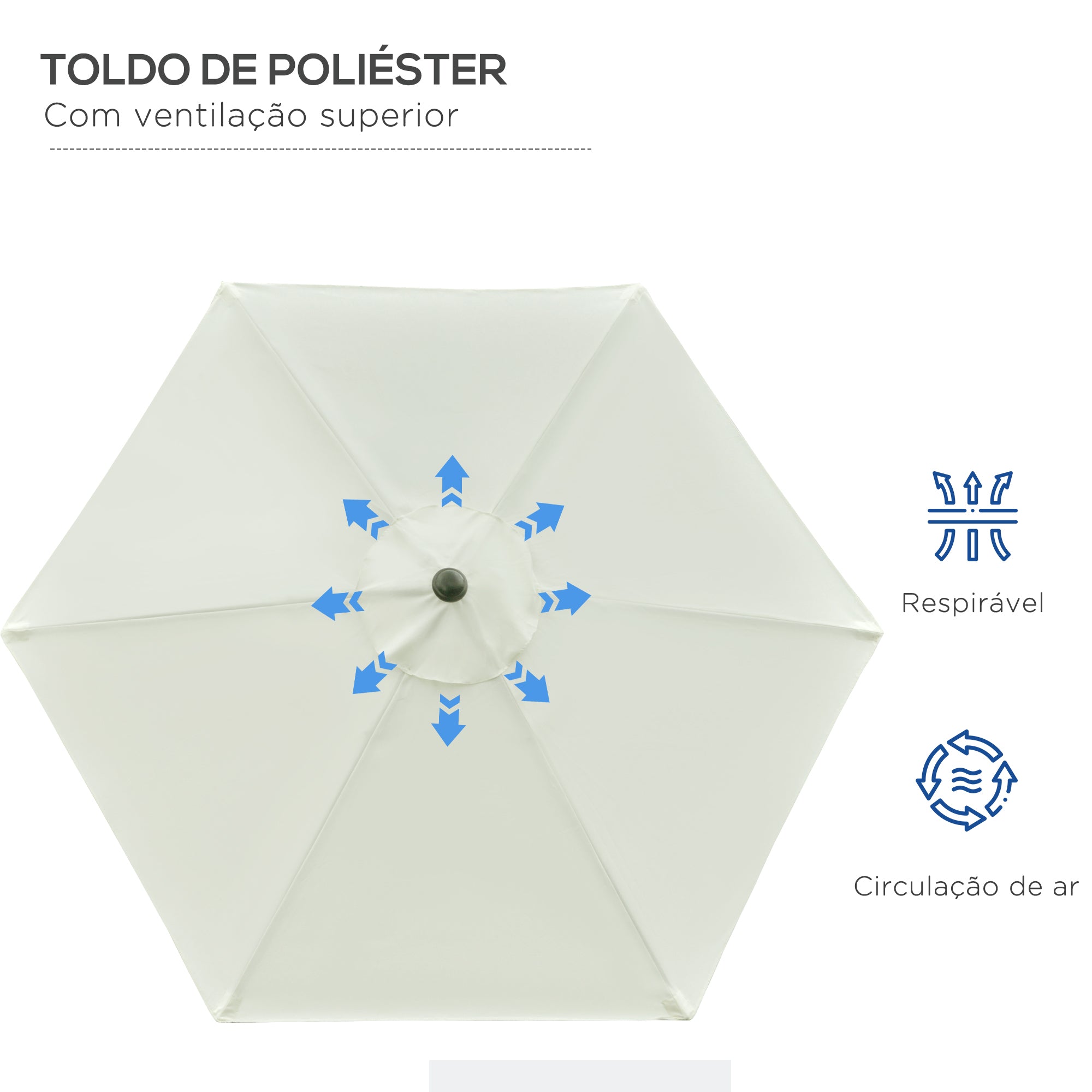 Chapéu de Sol de Jardim Ø230x216 cm Cor Creme Branco