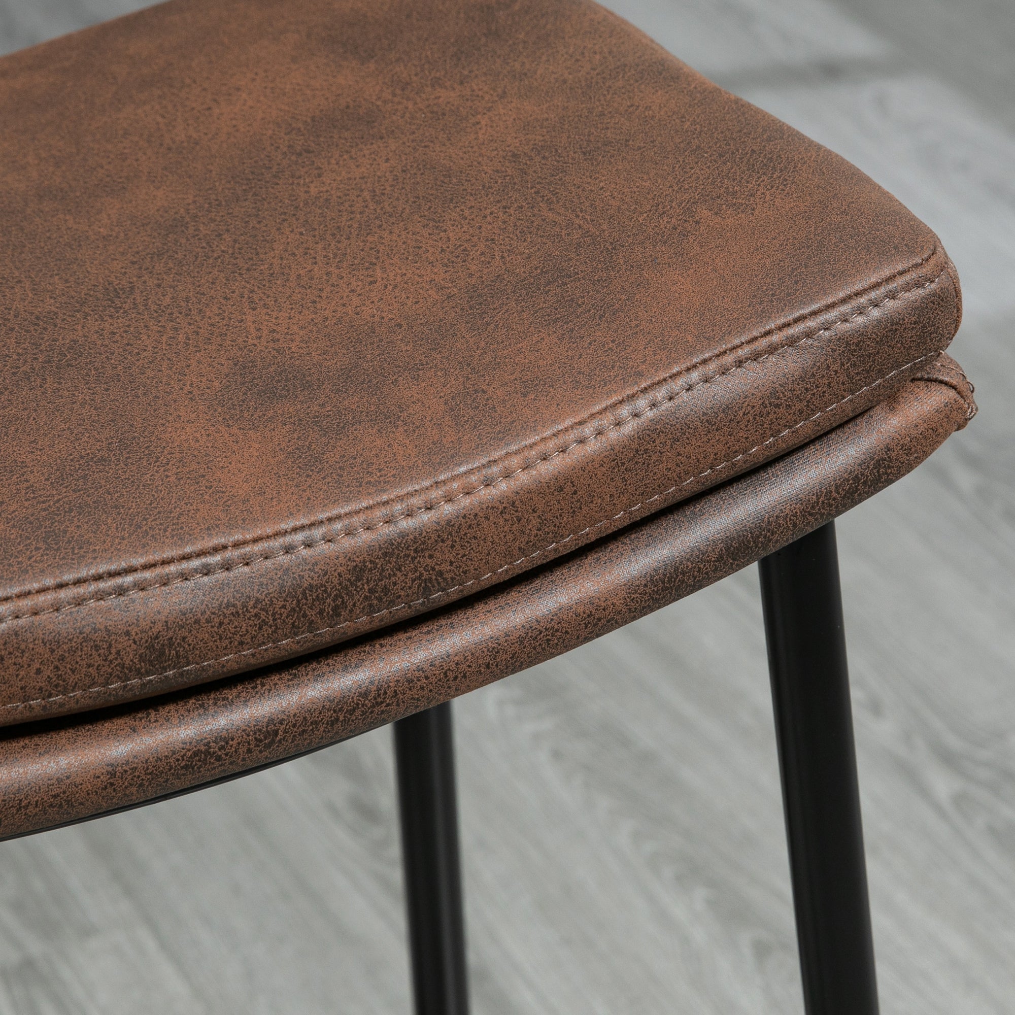 Bancos Altos de Cozinha Estilo Industrial – 48,5x38,5x68,5 cm – Marrom – Aço e Microfibra