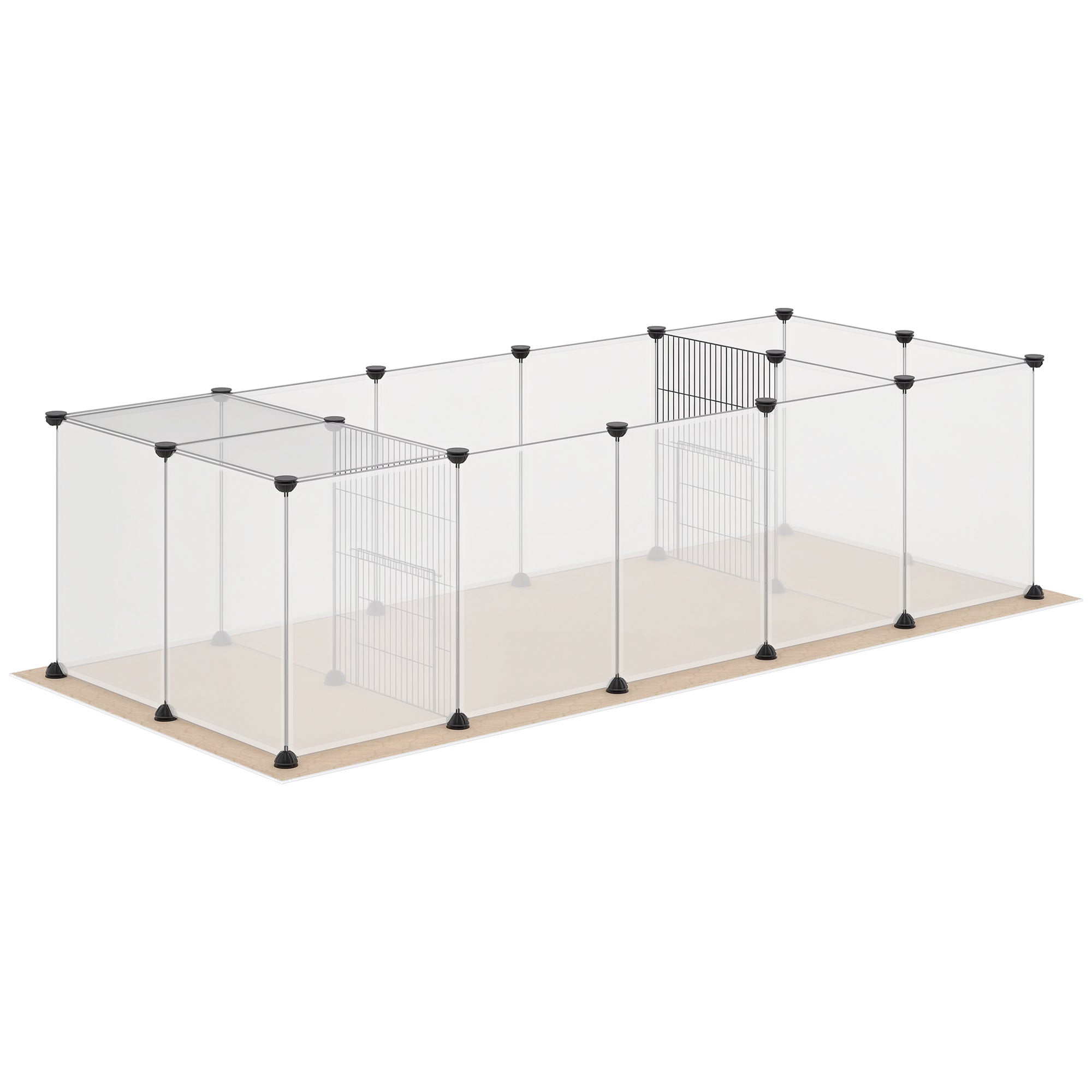Parque Modular para Animais de Estimação 175x70x45 cm - Translúcido e Cáqui