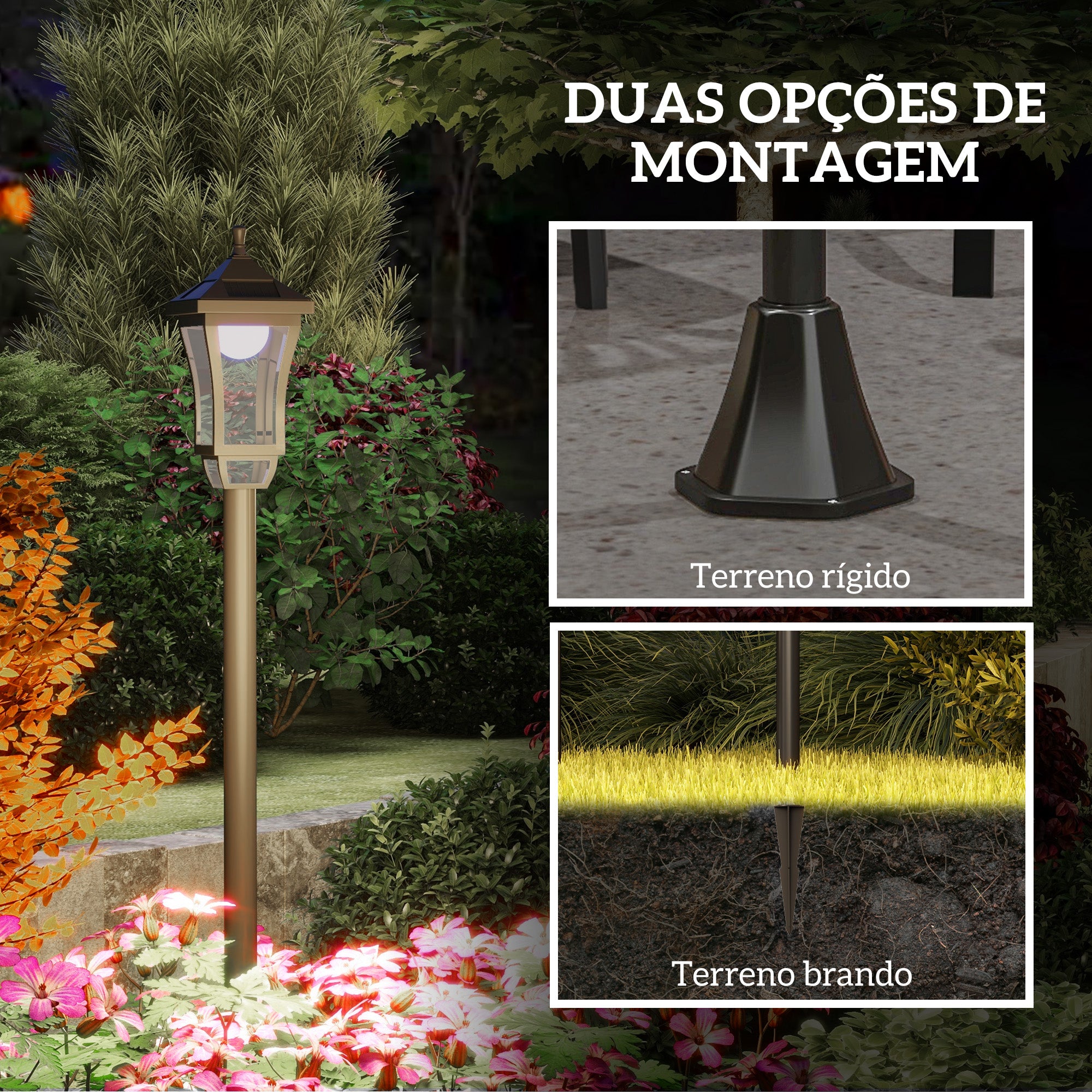 Candeeiro Solar para Exterior Ø15x127 cm Preto