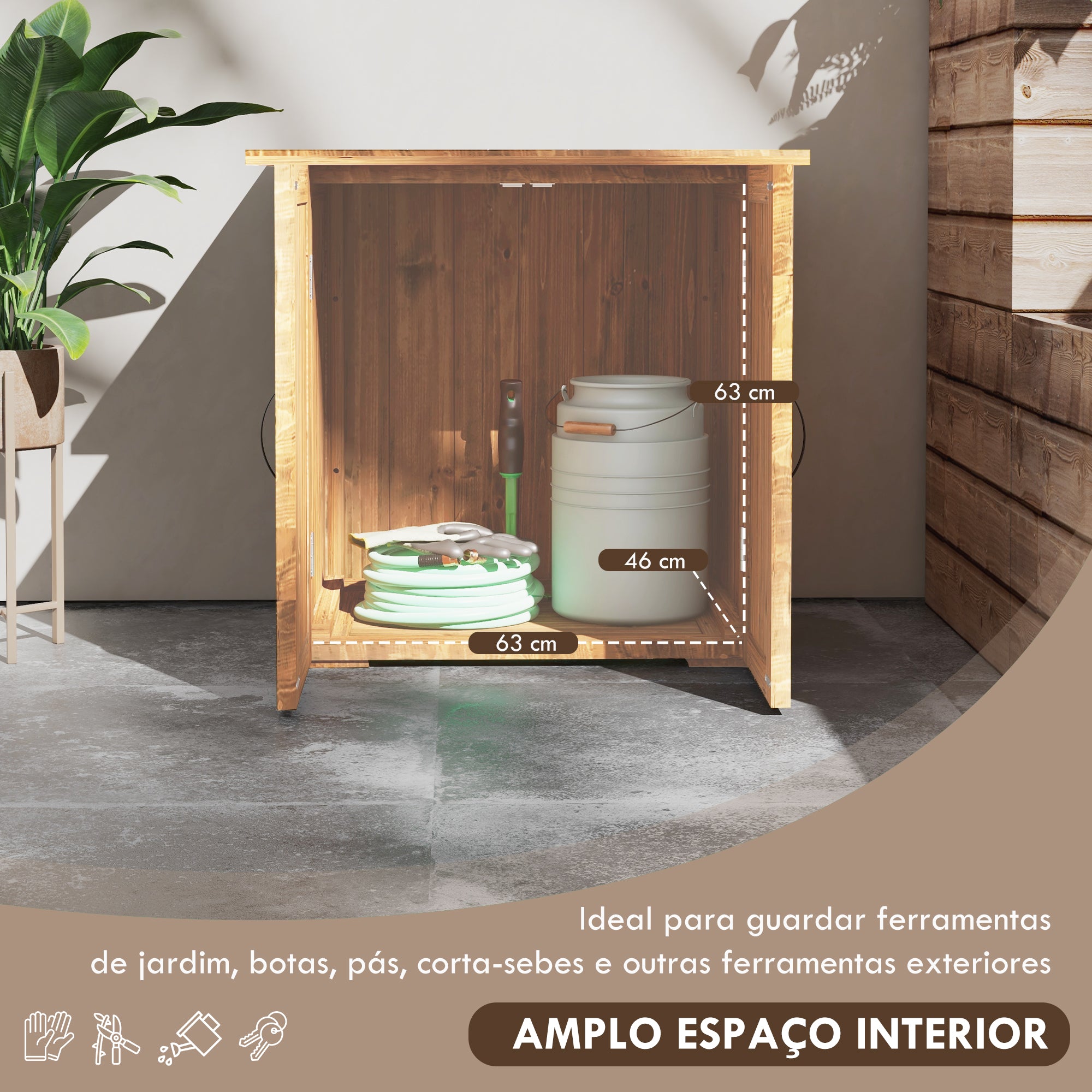 Armário de Jardim Compacto Marrom 77x55x72 cm
