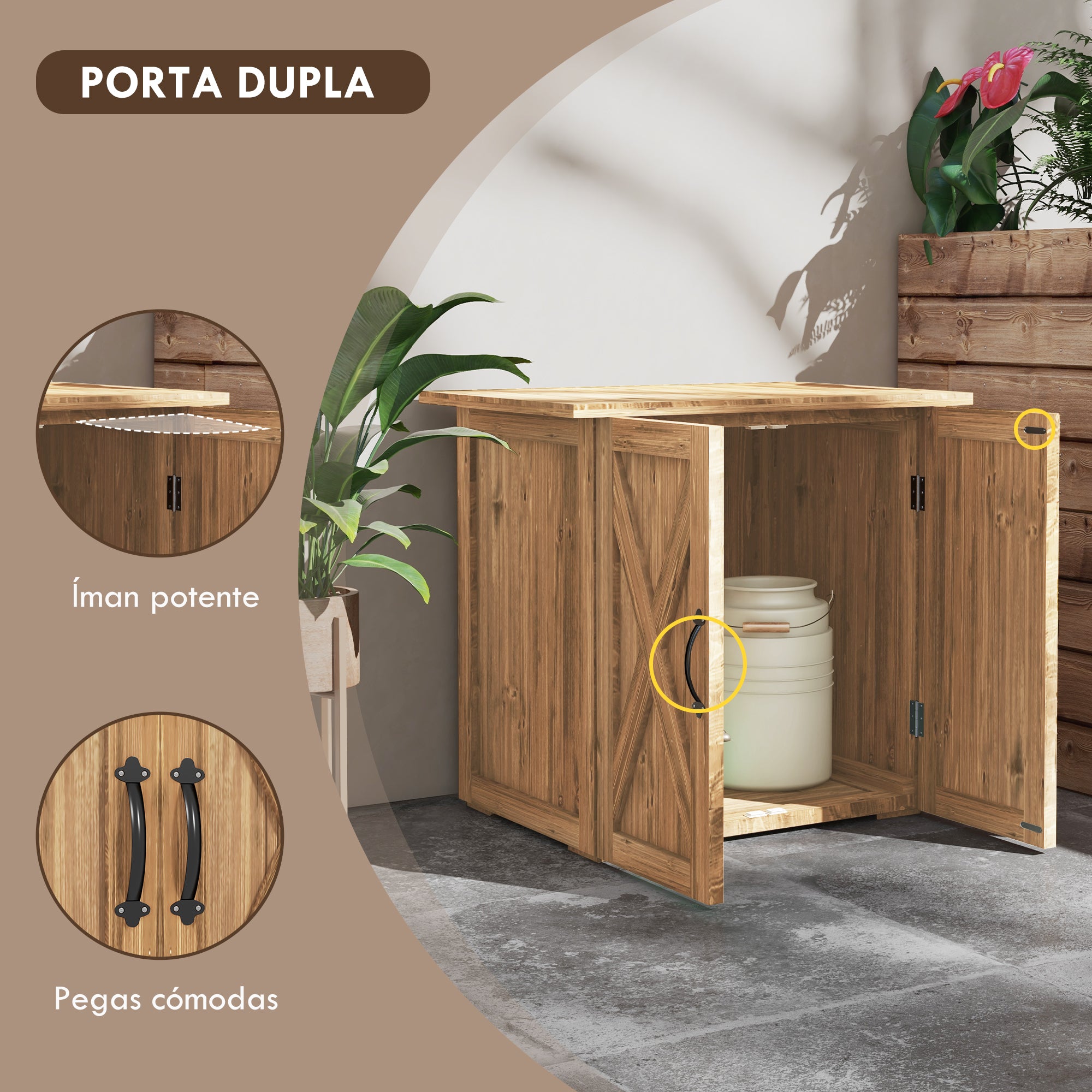Armário de Jardim Compacto Marrom 77x55x72 cm