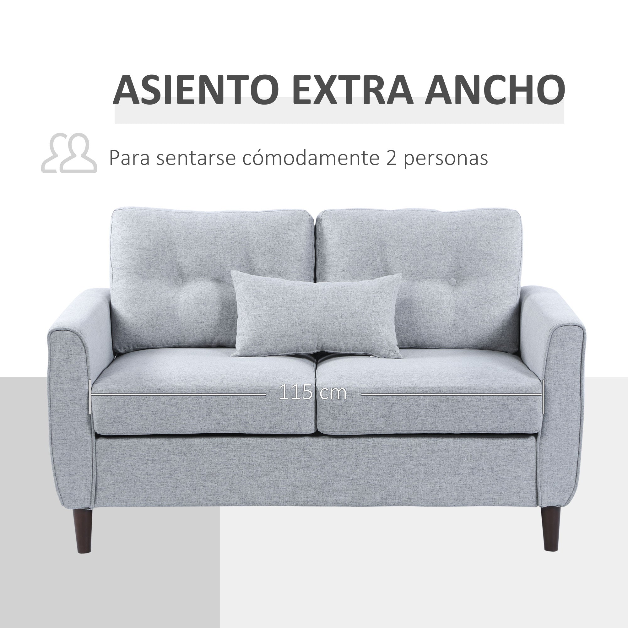 Sofá de 2 Lugares Cinza Claro 140x78x83 cm