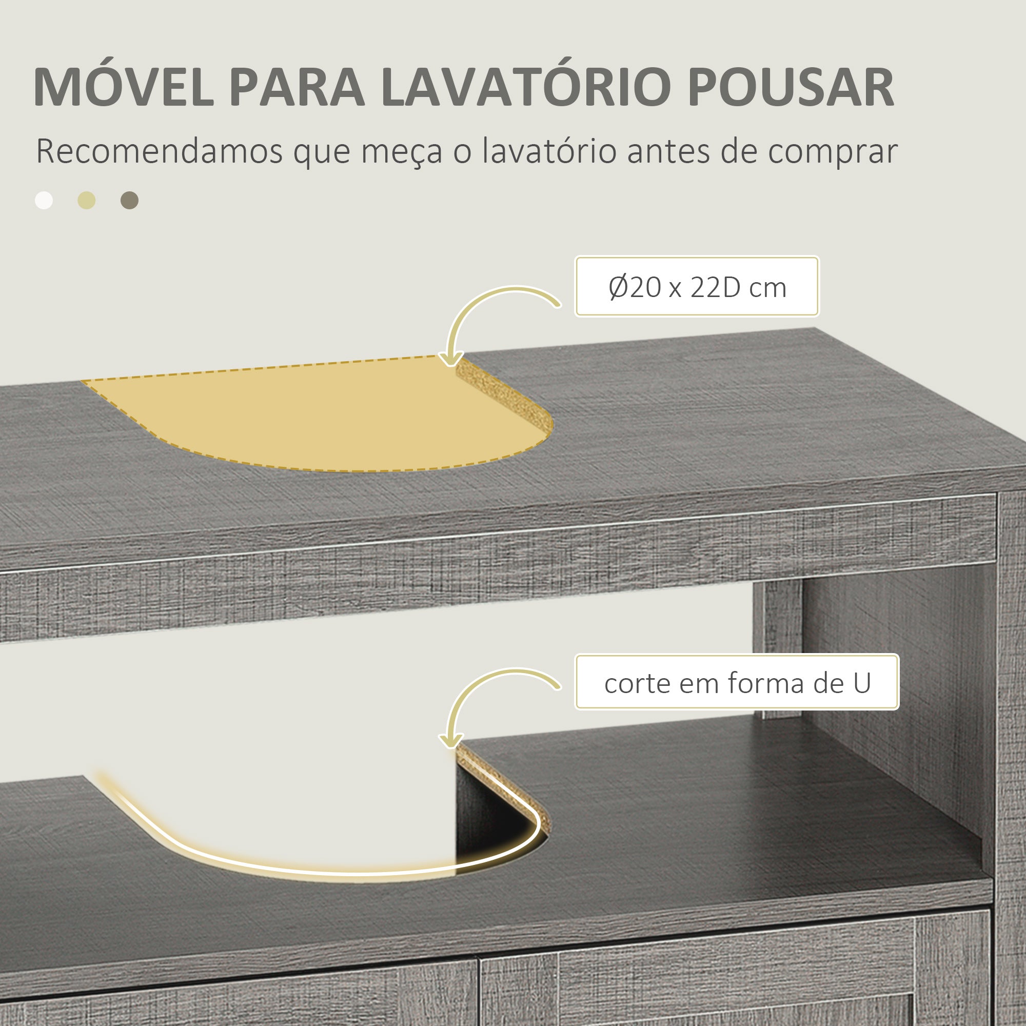 Móvel para Lavatório Cinzento 60x30x60cm - Armazenamento Compacto e Moderno