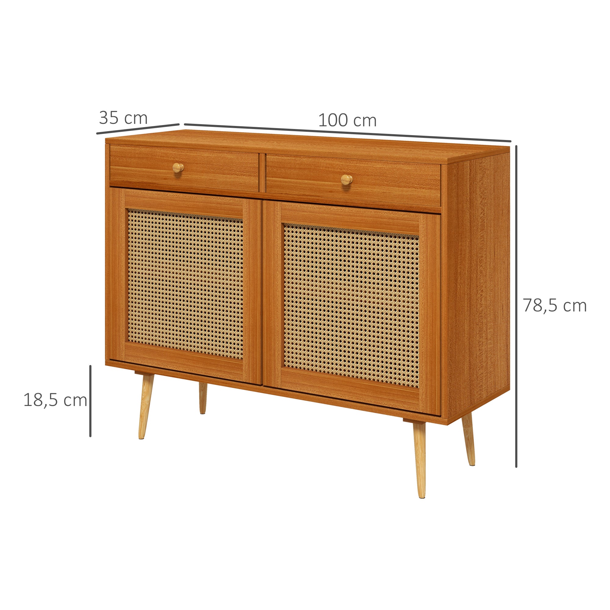 Aparador de Madeira Buffet 100x35x78,5 cm - Marrom