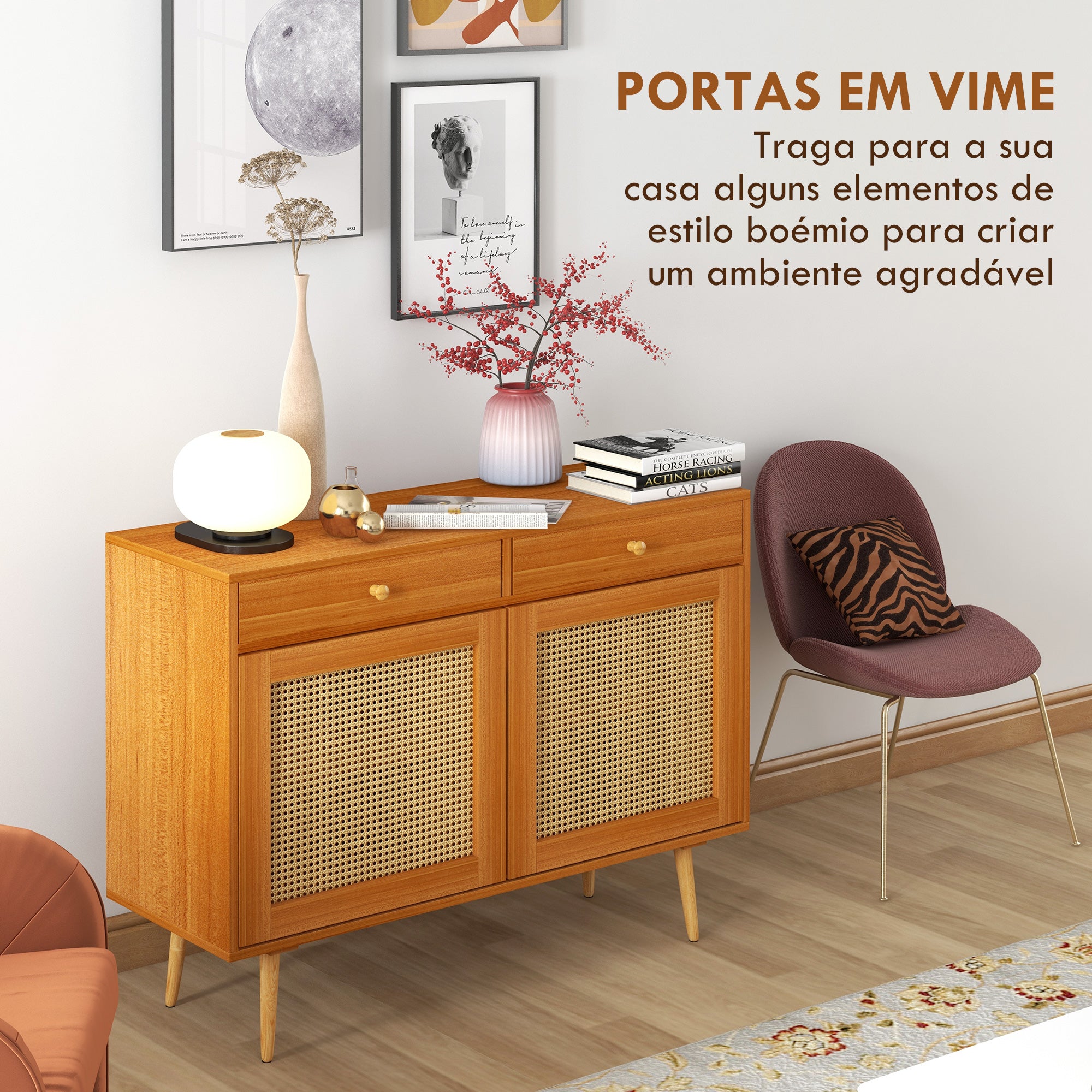 Aparador de Madeira Buffet 100x35x78,5 cm - Marrom