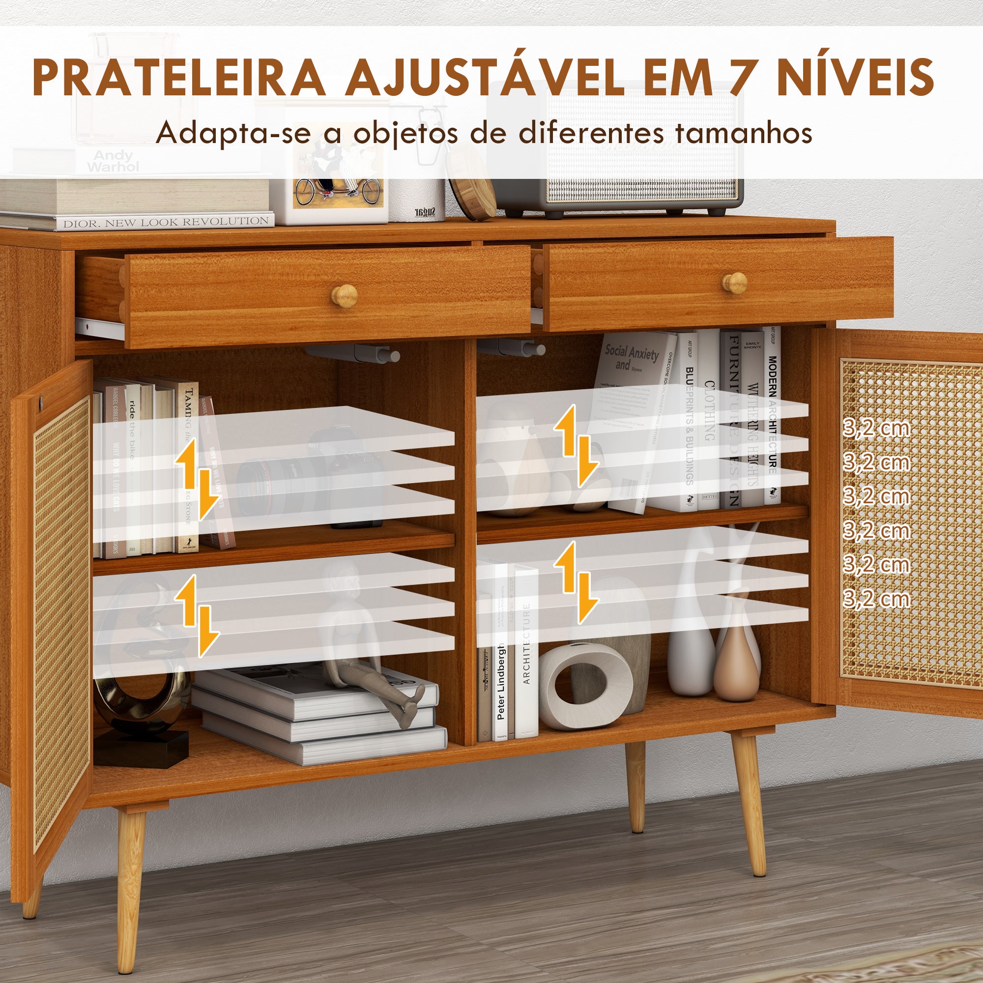 Aparador de Madeira Buffet 100x35x78,5 cm - Marrom