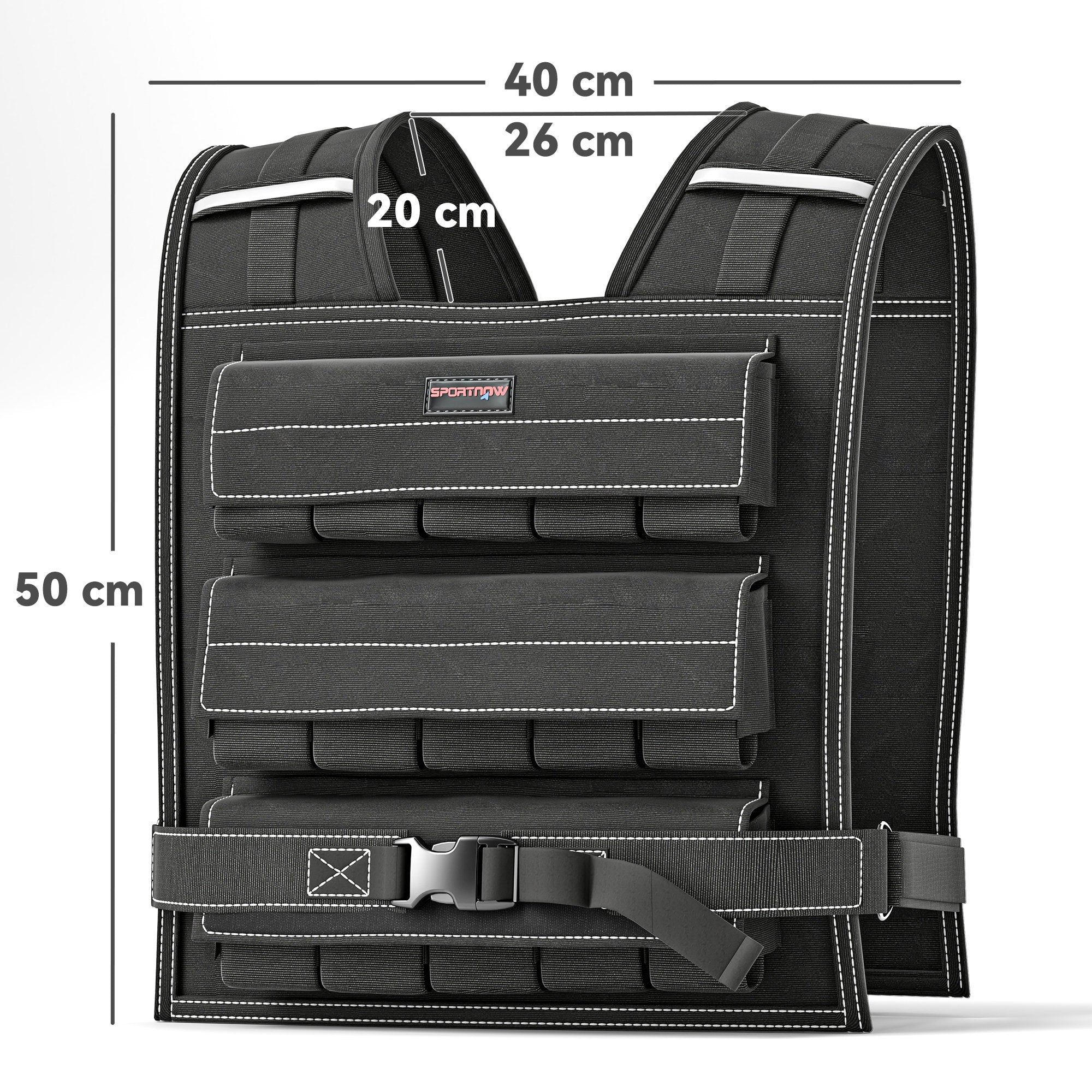 Colete de Pesos Ajustável 15 kg Preto 50x40 cm