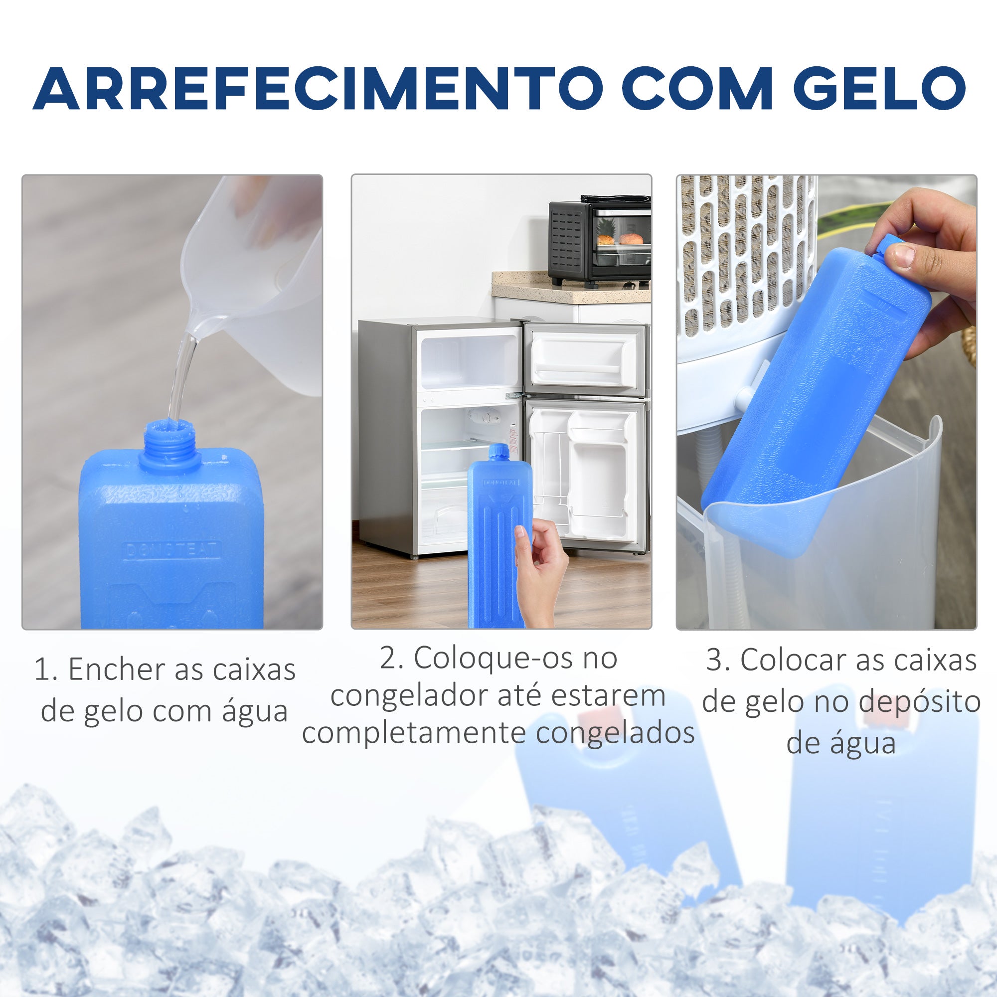 Ventoinha de Coluna Branca 23x29x86cm com Controle Remoto e Depósito de Água 5L