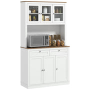 Armário de Cozinha Móvel Auxiliar com 3 Portas de Vidro 100x40x180 cm Branco