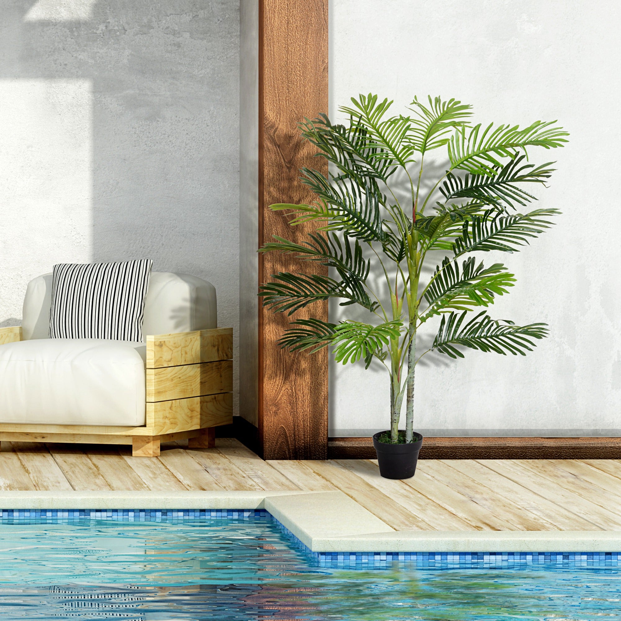 Planta Palmeira Artificial 150cm Verde Realista com Vaso Ø18x15 cm