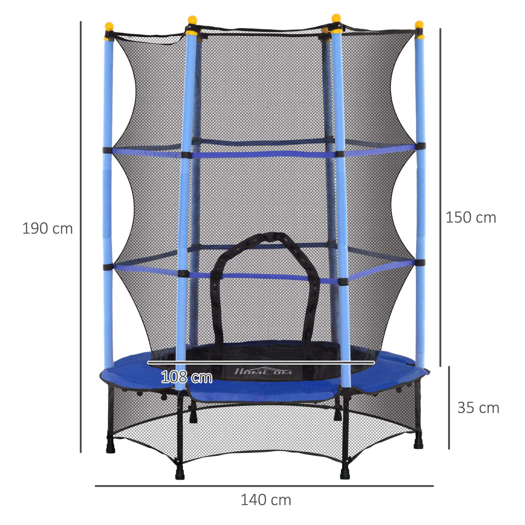 Trampolim Infantil Azul Ø140x190 cm com Rede de Segurança