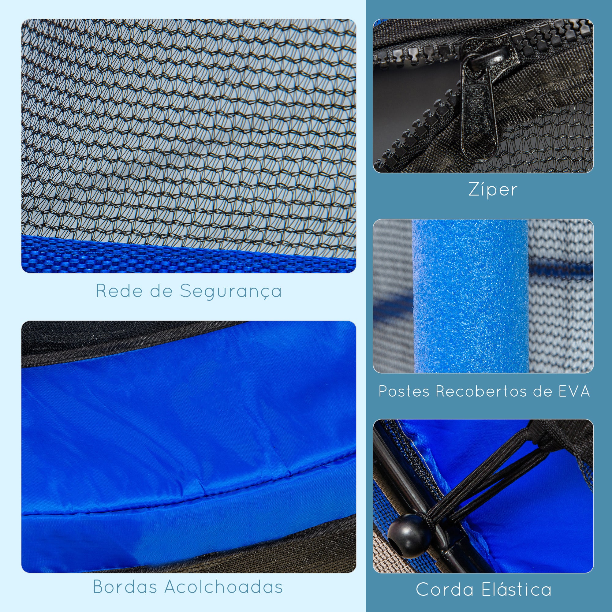 Trampolim Infantil Azul Ø140x190 cm com Rede de Segurança