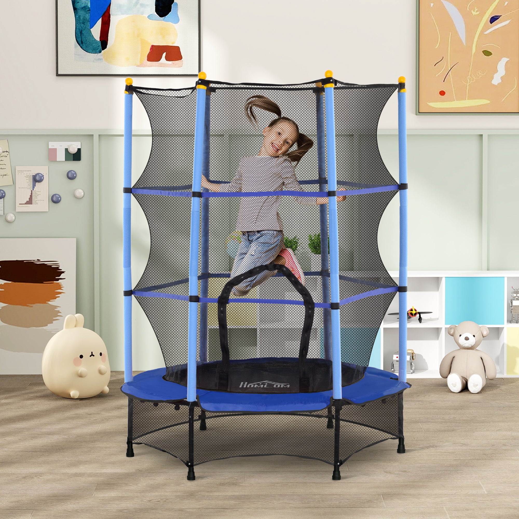 Trampolim Infantil Azul Ø140x190 cm com Rede de Segurança