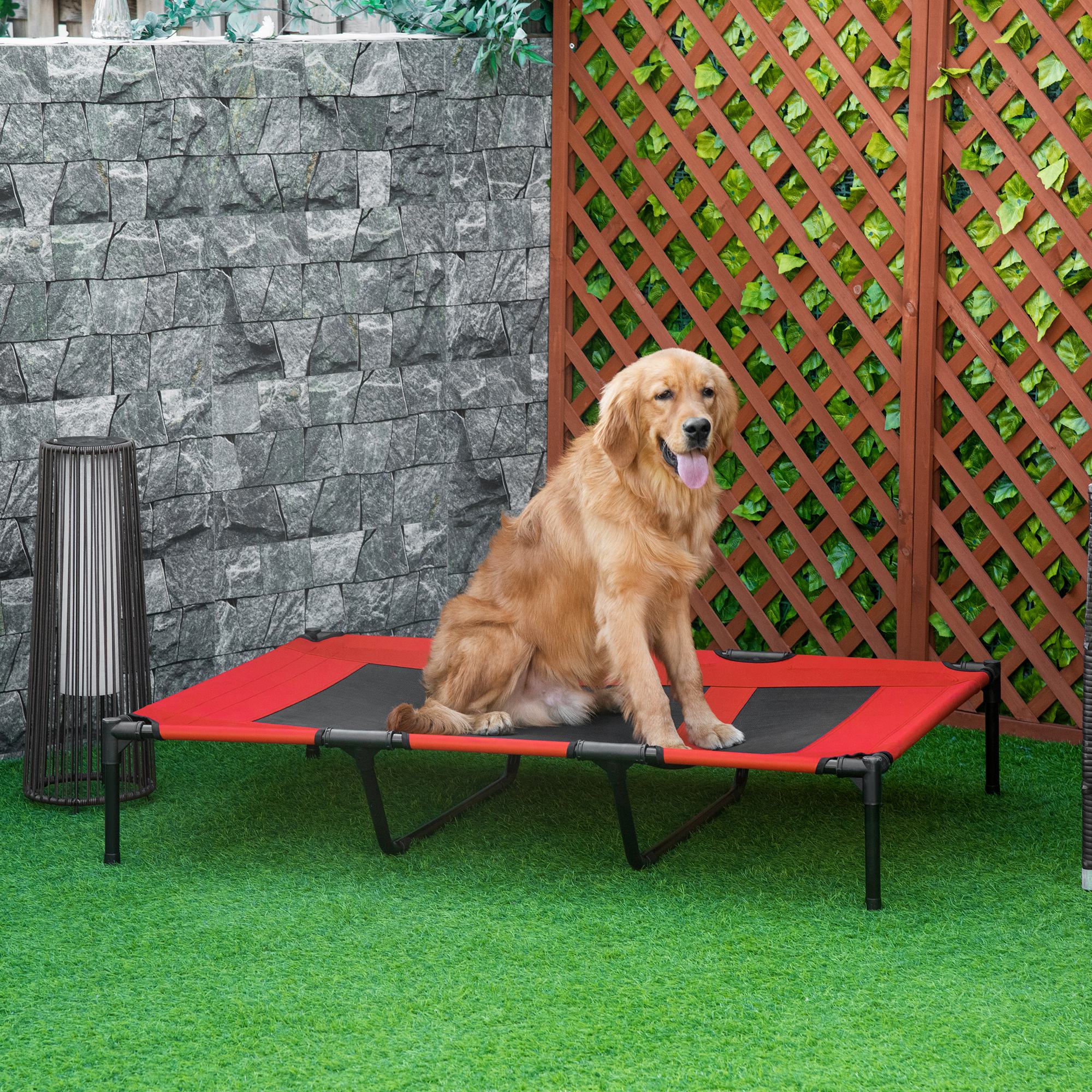 Cama Elevada para Animais de Estimação Vermelha 122x92x23 cm