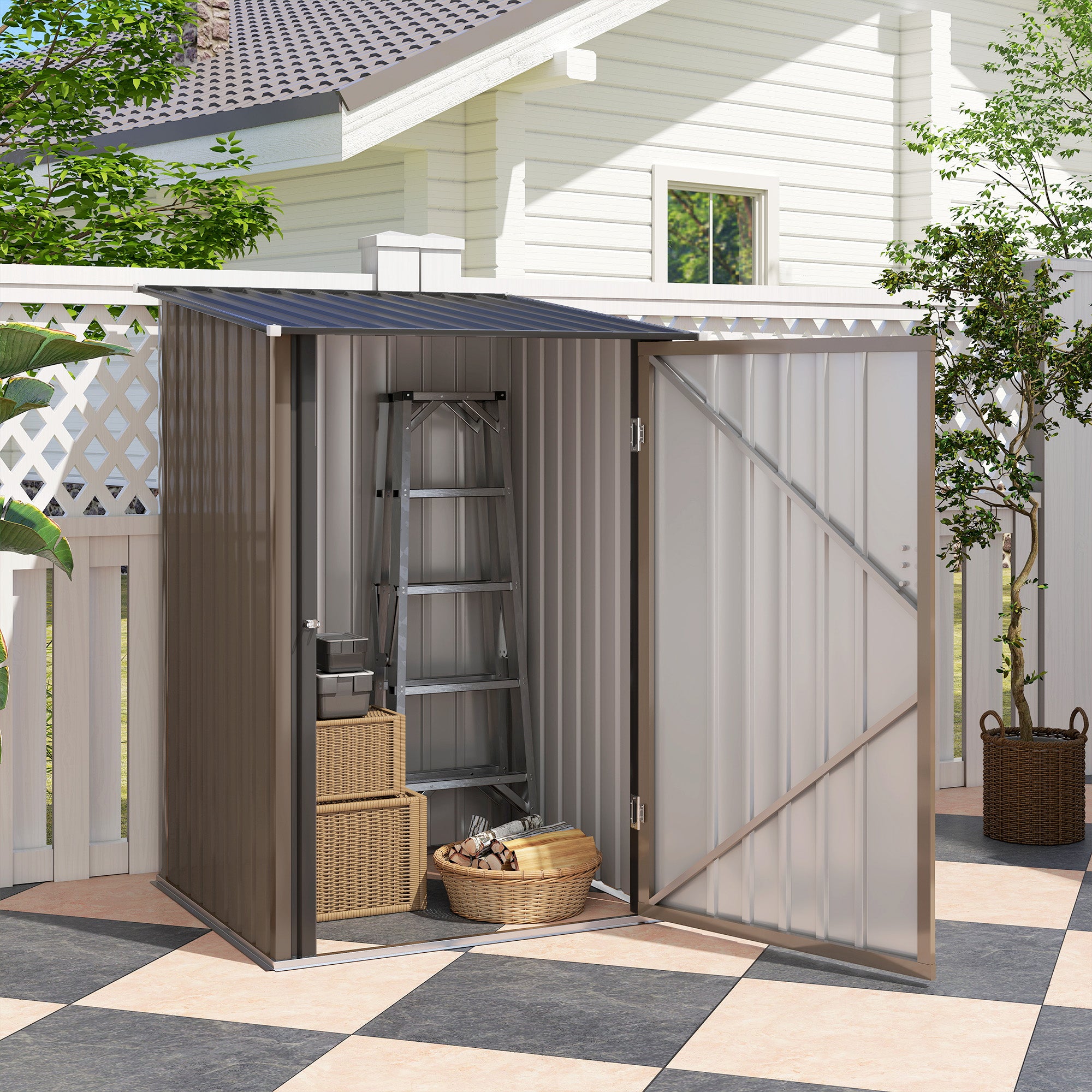 Abrigo de Jardim Marrom 100x103x160 cm - Galpão de Aço Galvanizado