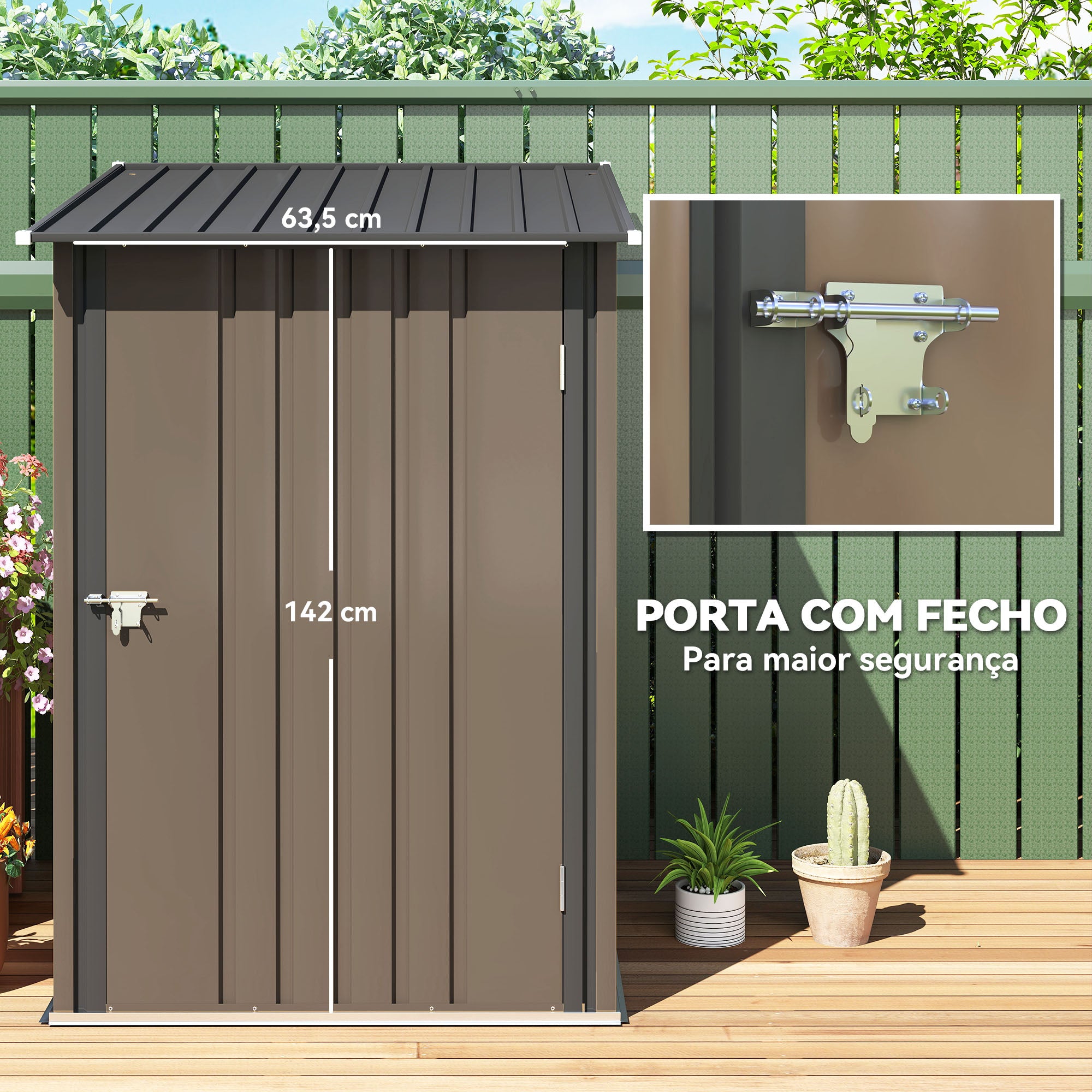 Abrigo de Jardim Marrom 100x103x160 cm - Galpão de Aço Galvanizado