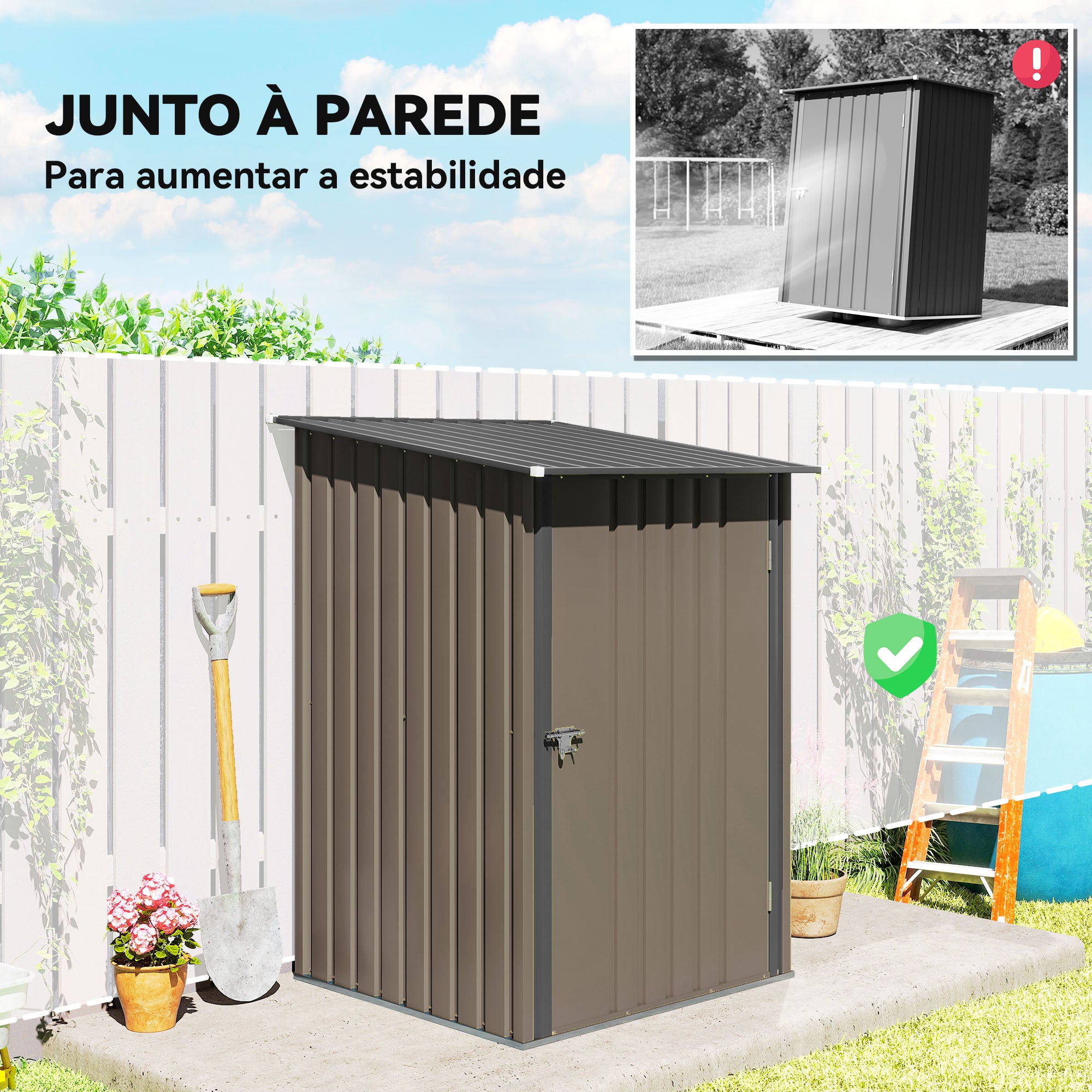 Abrigo de Jardim Marrom 100x103x160 cm - Galpão de Aço Galvanizado