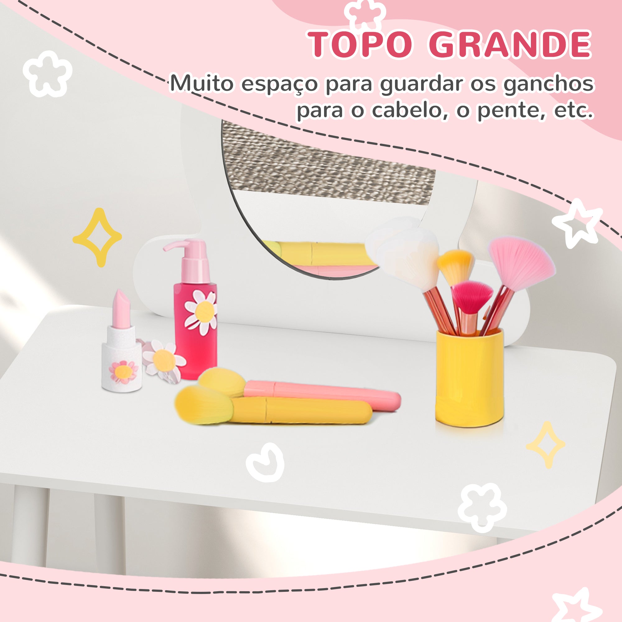 Toucador Infantil Branco 60x34x91 cm