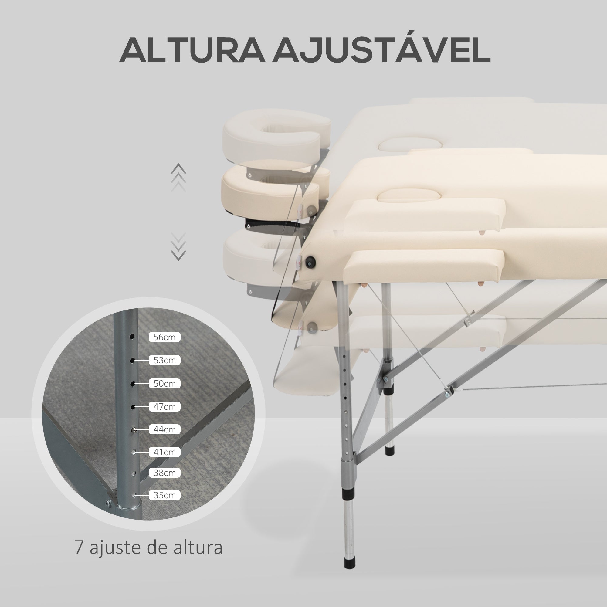 Marquesa de Massagem Portátil Bege 186x71x62-83cm