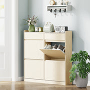 Sapateira Estreita com 4 Portas Articuladas para 8 Pares de Sapatos - 98x19,2x95,3 cm - Branco