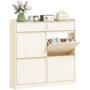 Sapateira Estreita com 4 Portas Articuladas para 8 Pares de Sapatos - 98x19,2x95,3 cm - Branco