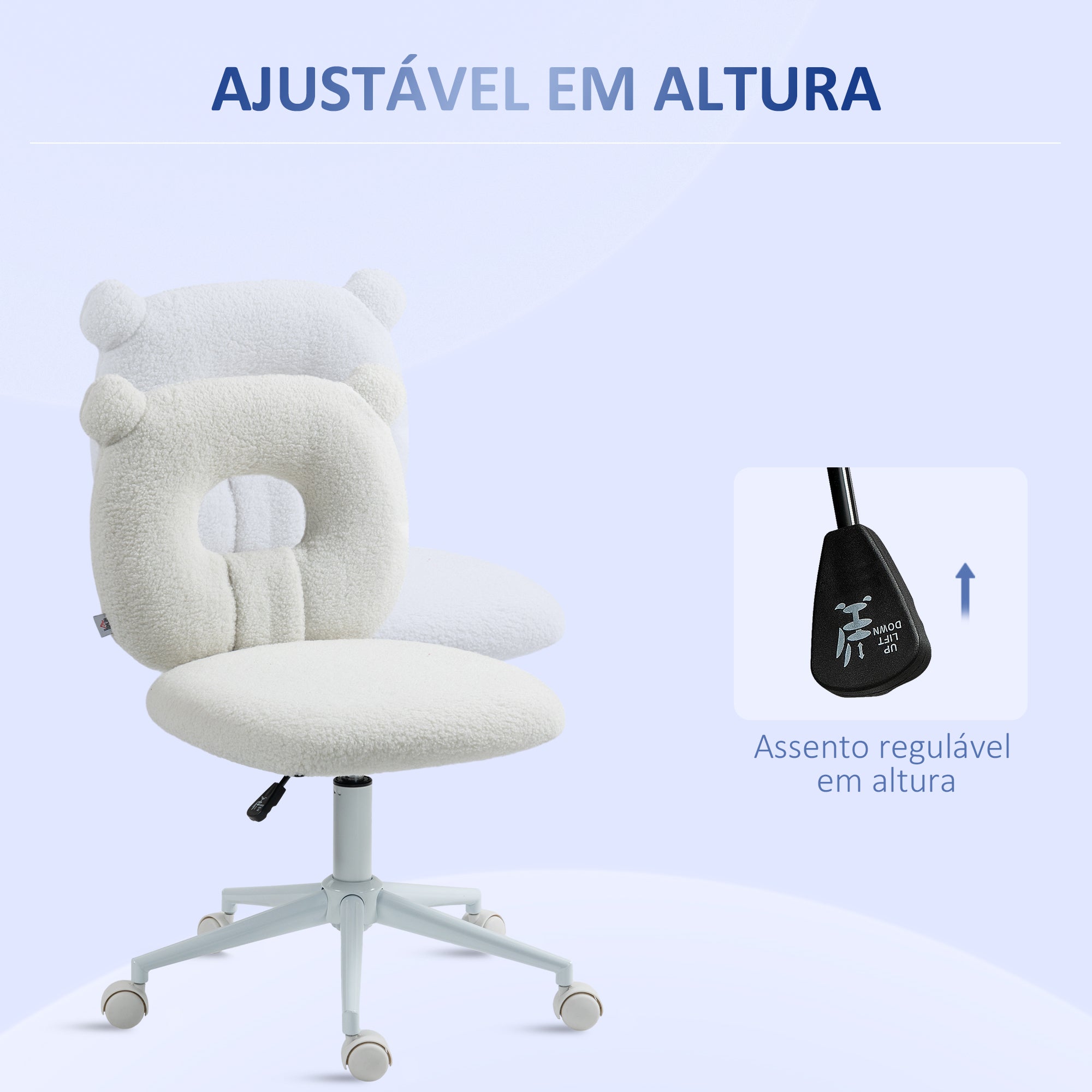 Cadeira Infantil em Forma de Urso Branco 50x56x80-90 cm
