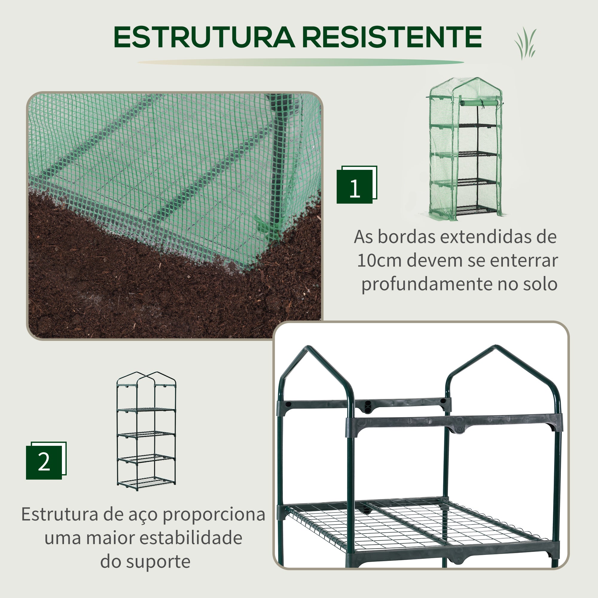 Estufa de Jardim Vertical – 70x50x160cm – Verde – Aço