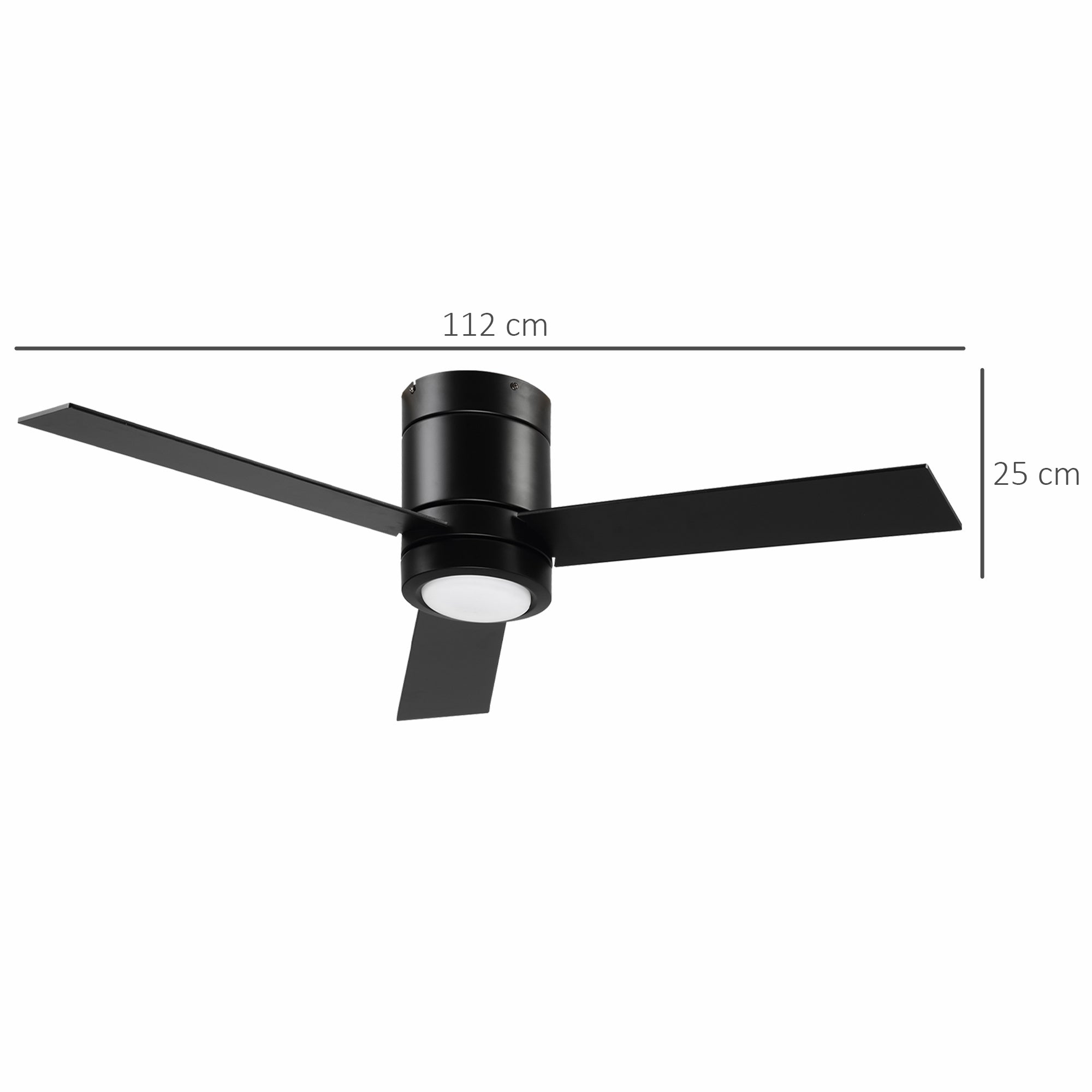 Ventoinha de Teto Ø112x25cm Preto com Luz LED e Controle Remoto