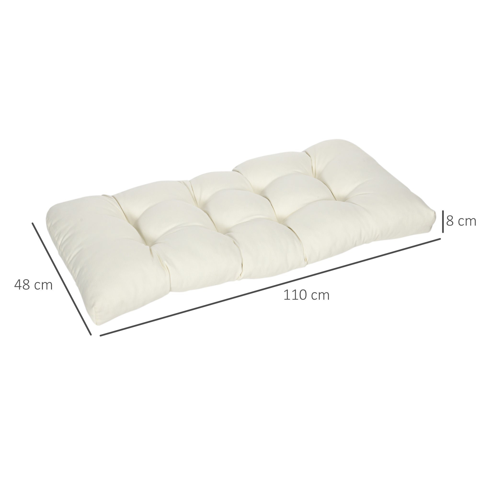 Almofada para Bancos de 2 Lugares 110x48x8cm - Creme Branco