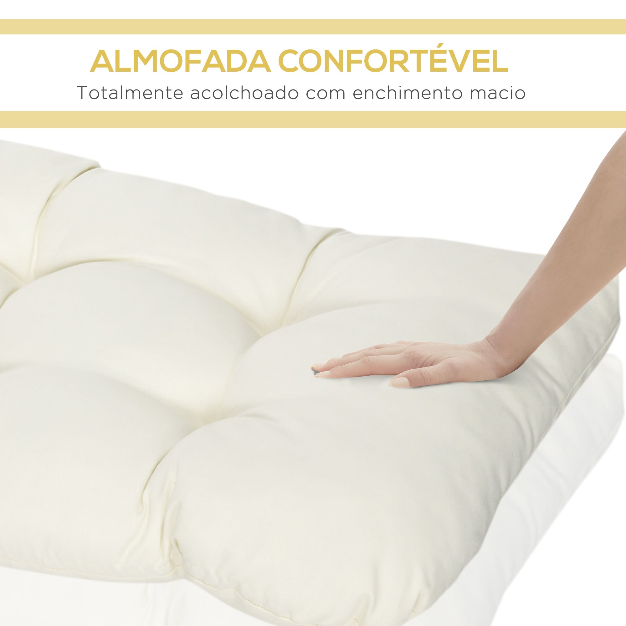 Almofada para Bancos de 2 Lugares 110x48x8cm - Creme Branco